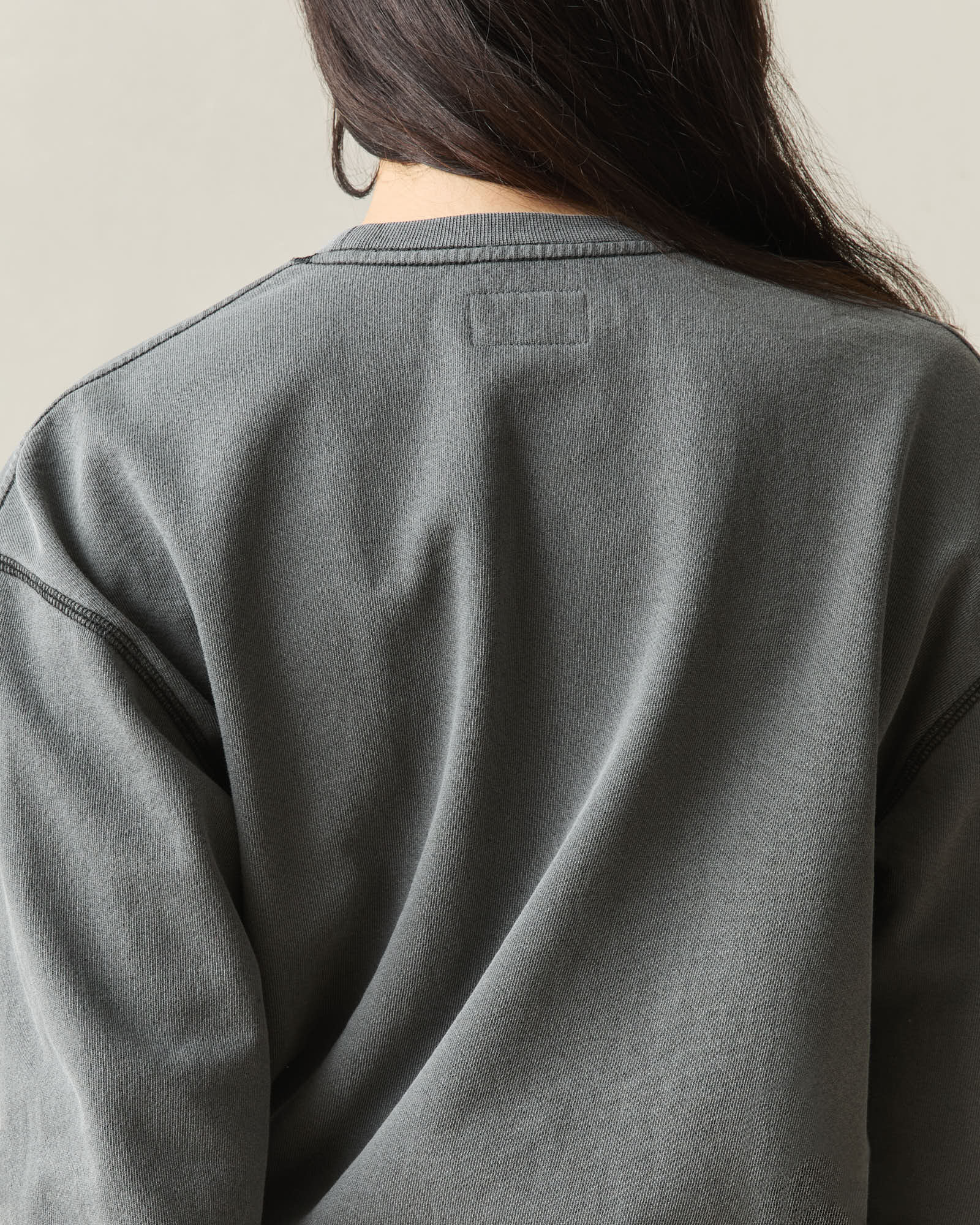 Women's Relaxed French Terry Crew - Grey Pinstripe