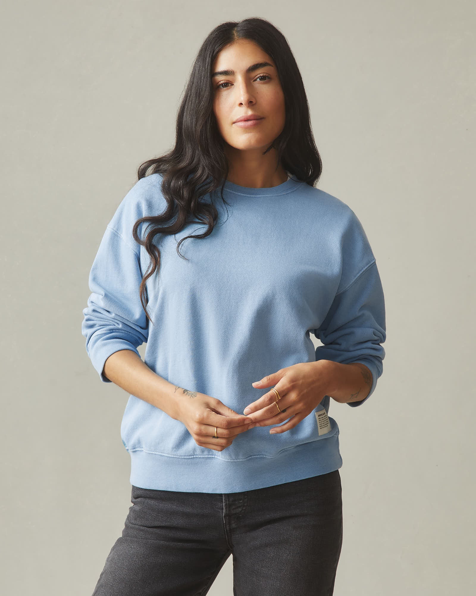 Women's Vintage Wash Relaxed French Terry Crew Fountain