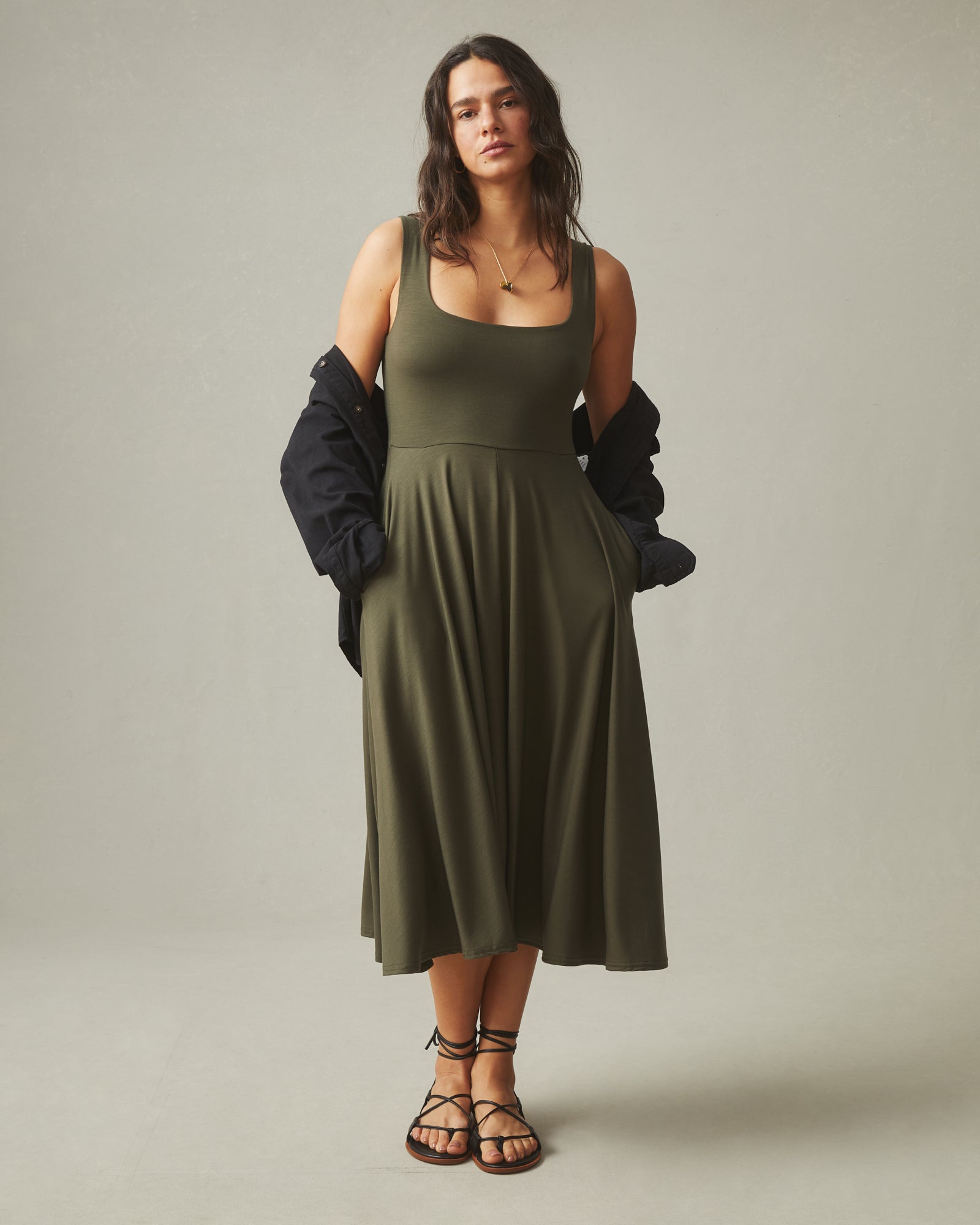 plus size olive green dress Women's Flex Dress