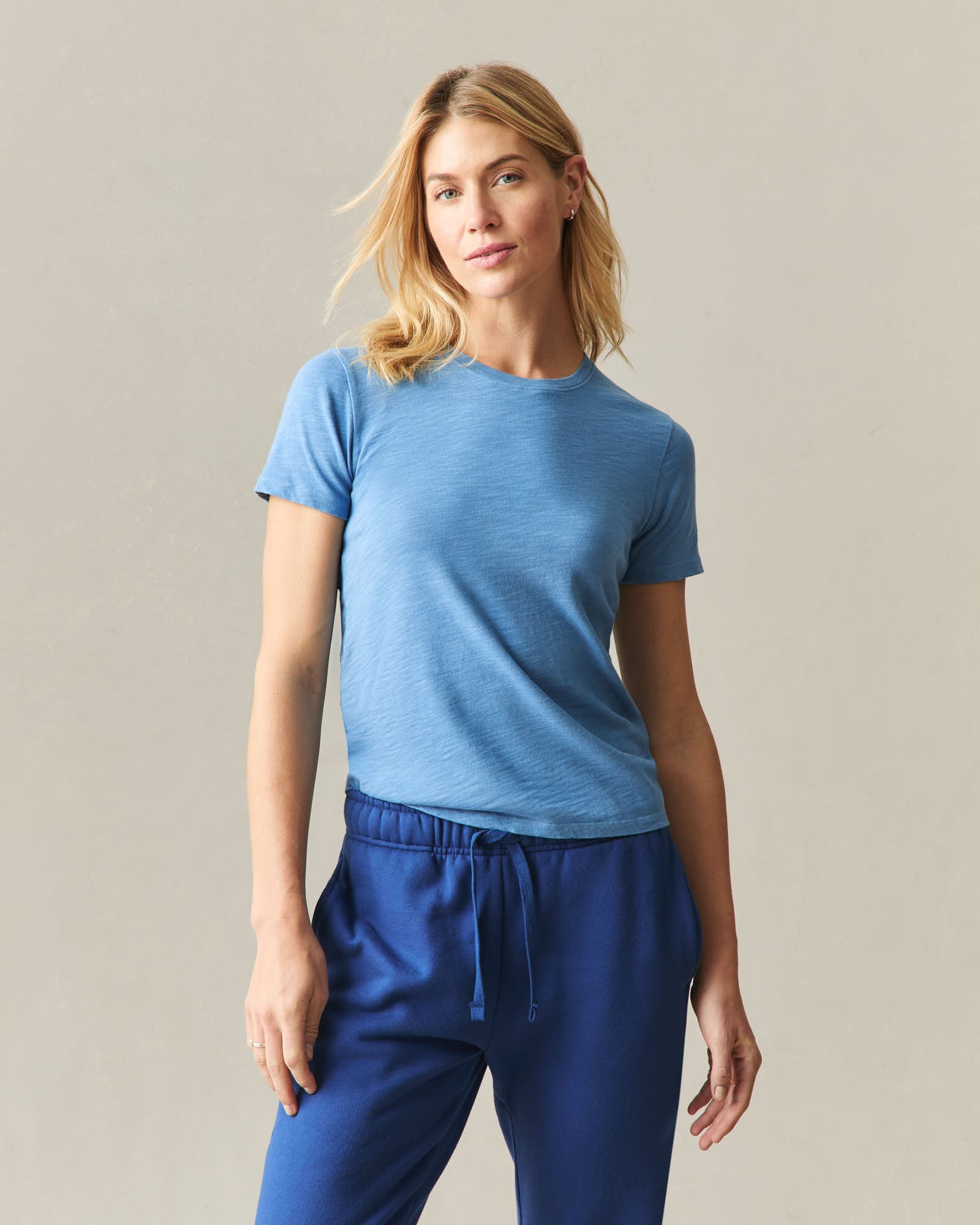 Women's Premium Slub Crew Tee - Parisian Blue