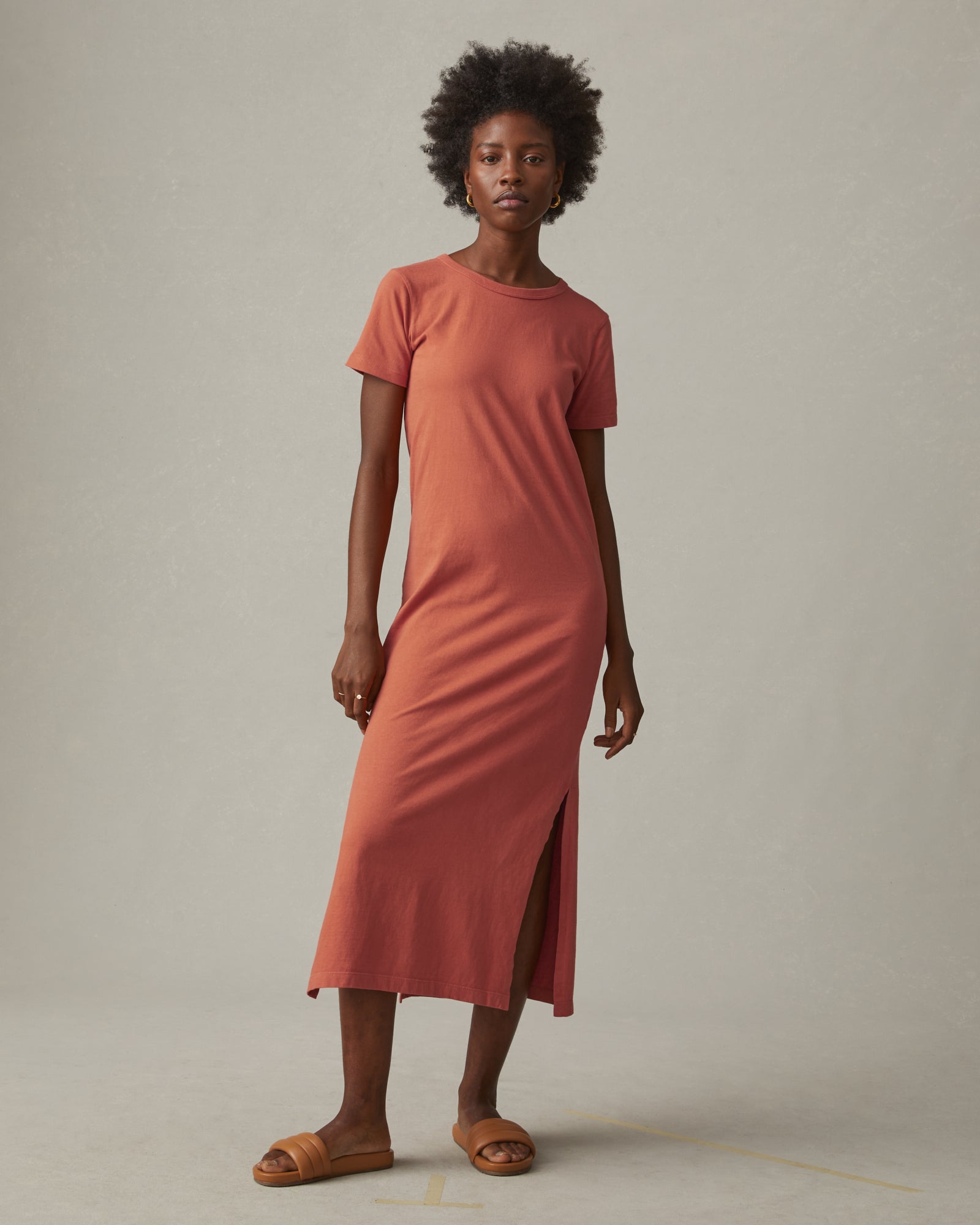 long tee shirt dress Women's Midi ShallWe Women's Basic Plain certified organic cotton fabric kate-2026/2/13 Velvet Colors:Taupe 781