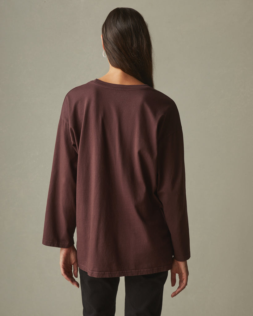Women's Relaxed Cotton Long Sleeve Tee - Puce