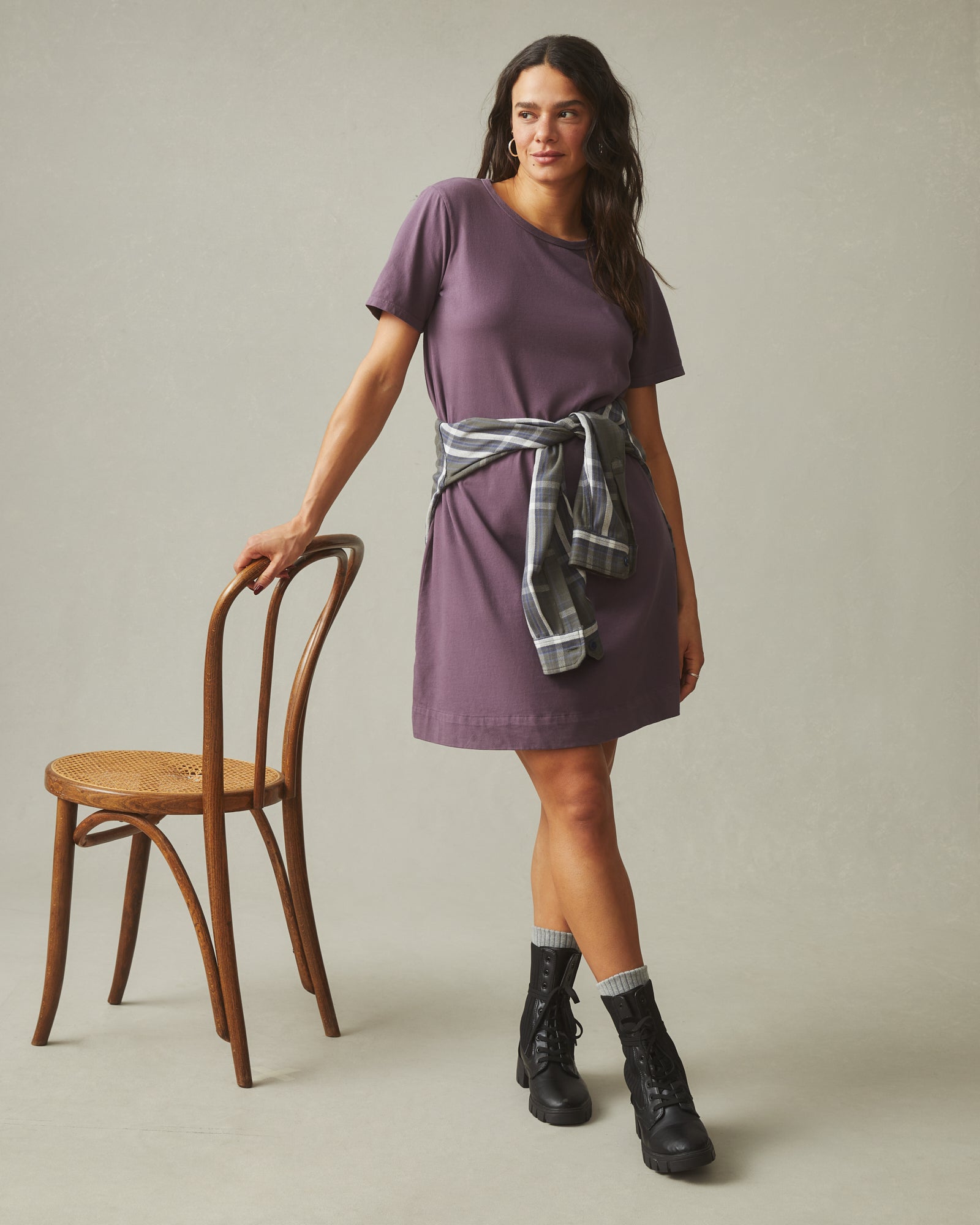 Women's T-Shirt Dress - Black Plum S Women's T-Shirt Dress - Black Plum S