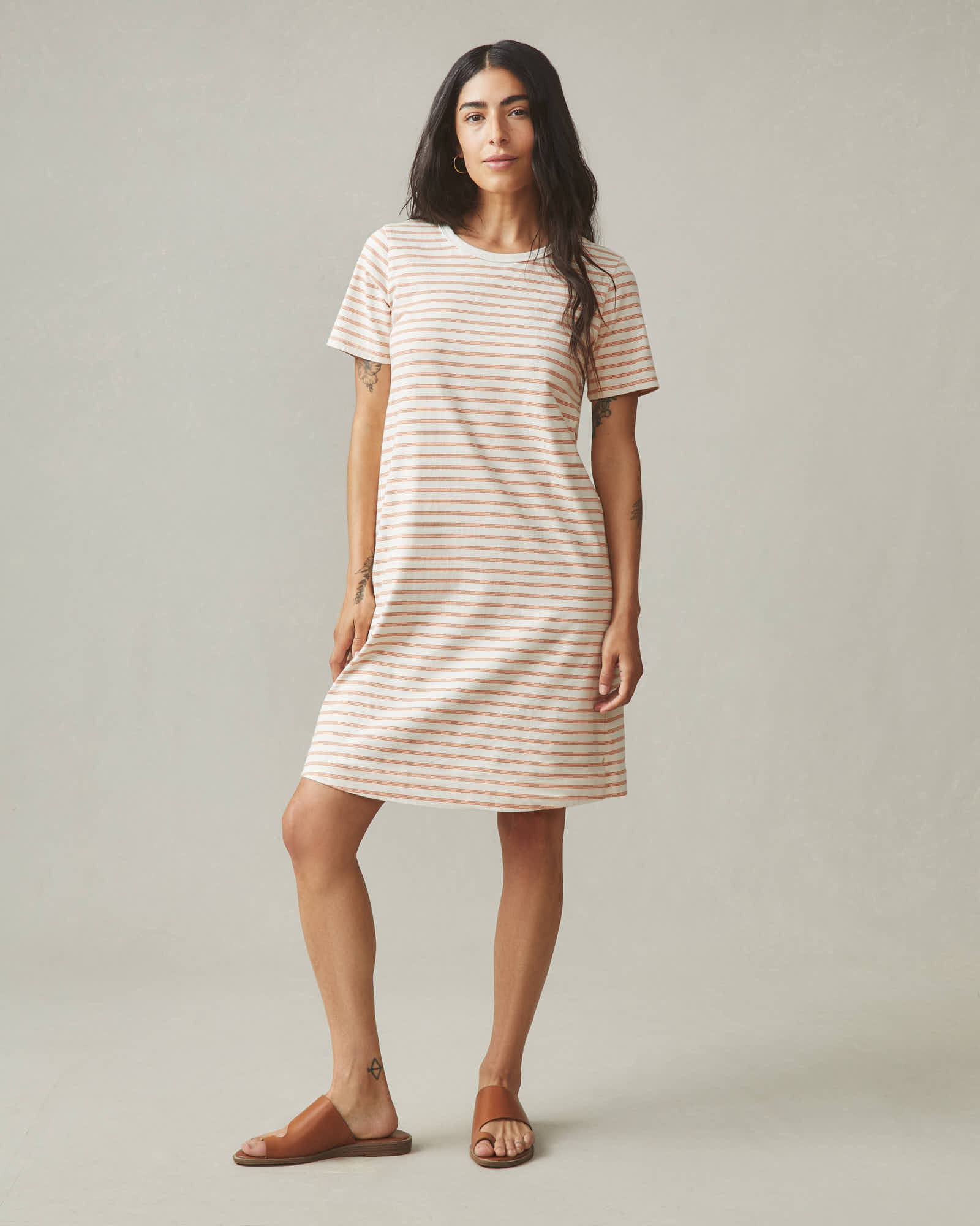 Women's T-Shirt Dress - Striped - Cork Stripe Xs Women's T-Shirt Dress - Striped - Cork Stripe Xs