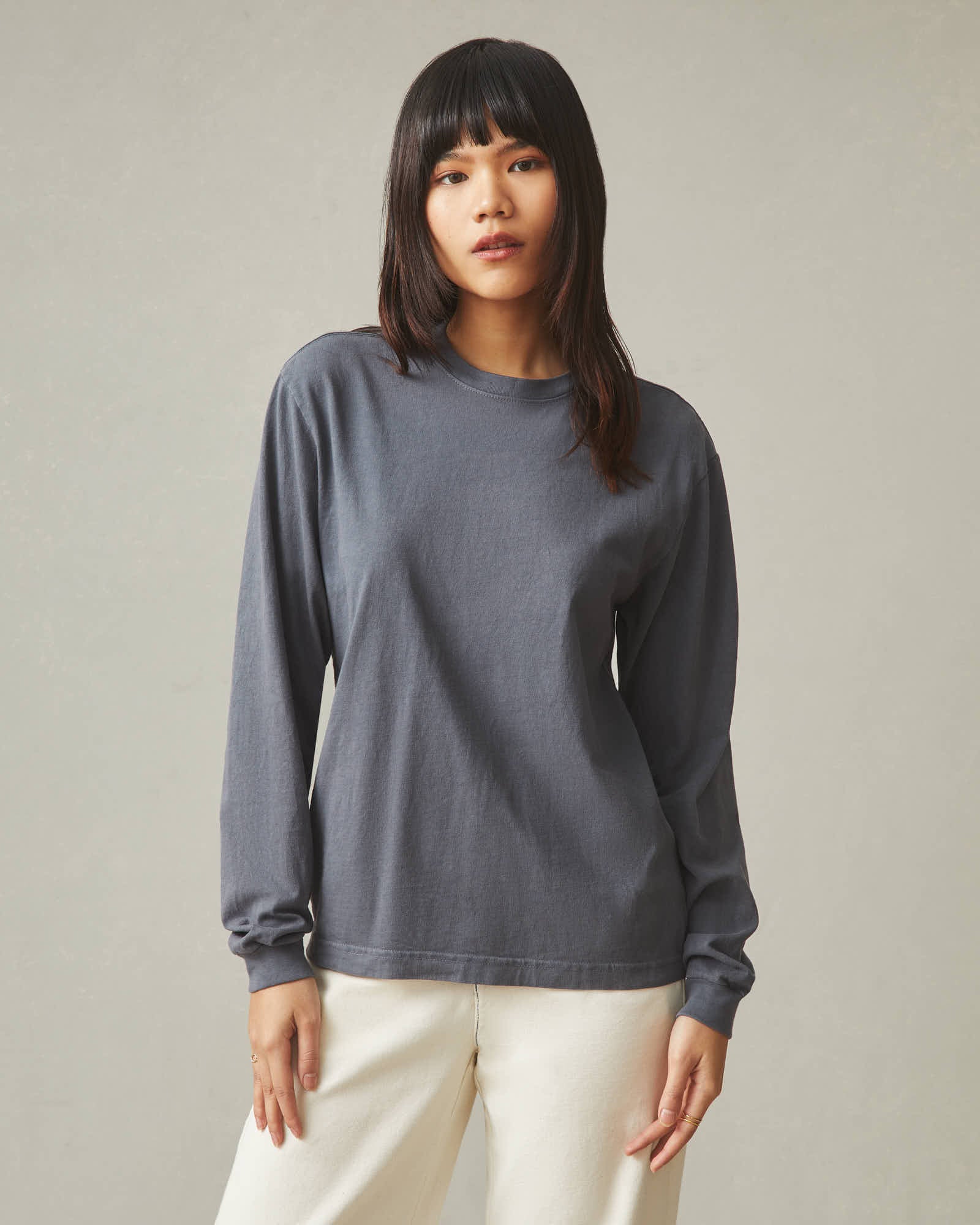 Women's Vintage Crew Long Sleeve Tee - Washed Metropolitan Grey