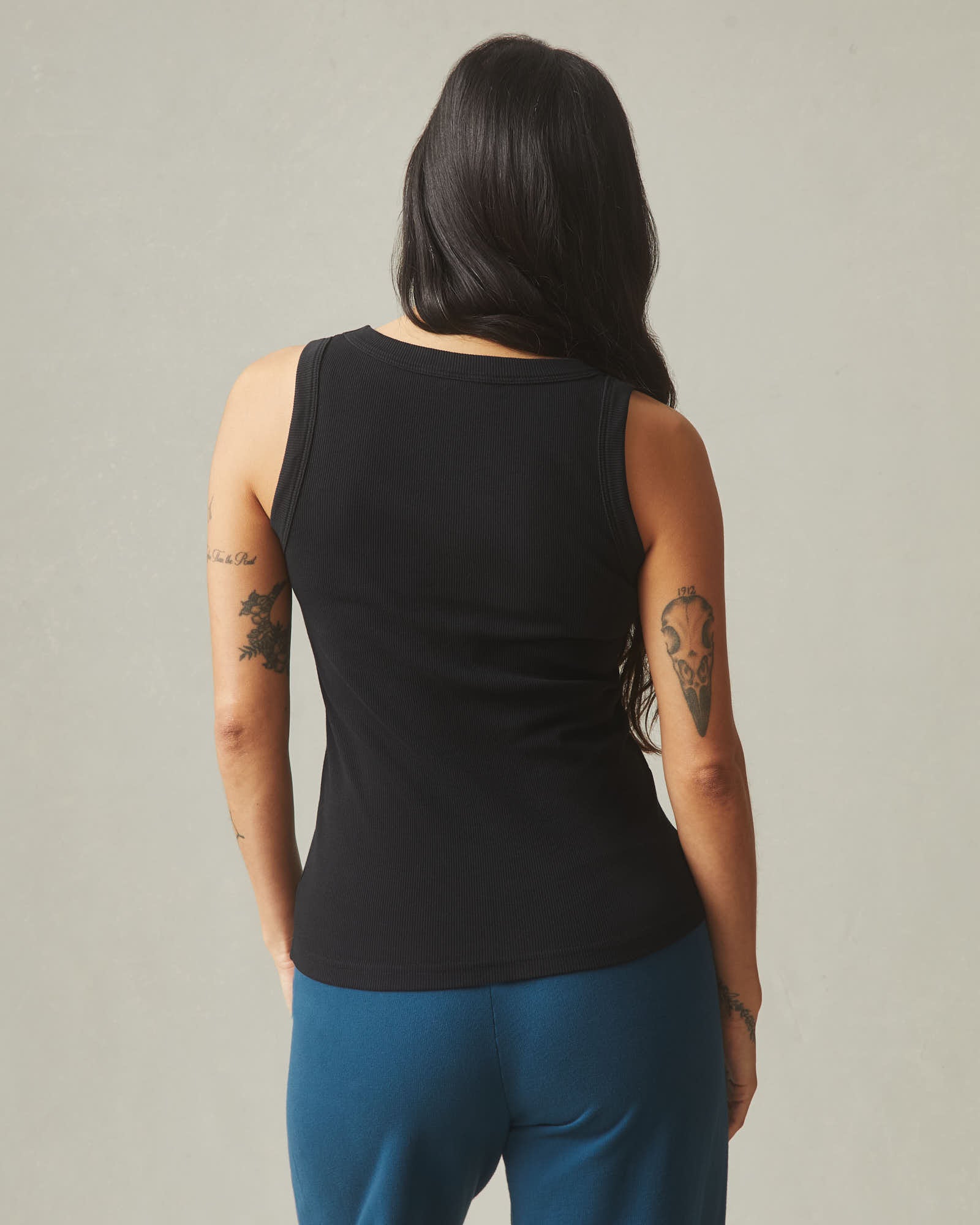 トップス BACK OPEN AMERICAN SLEEVES RIB TANK CRZ YOGA Ribbed Crop Fitted Tank Tops for Women Low U-Back Scoop