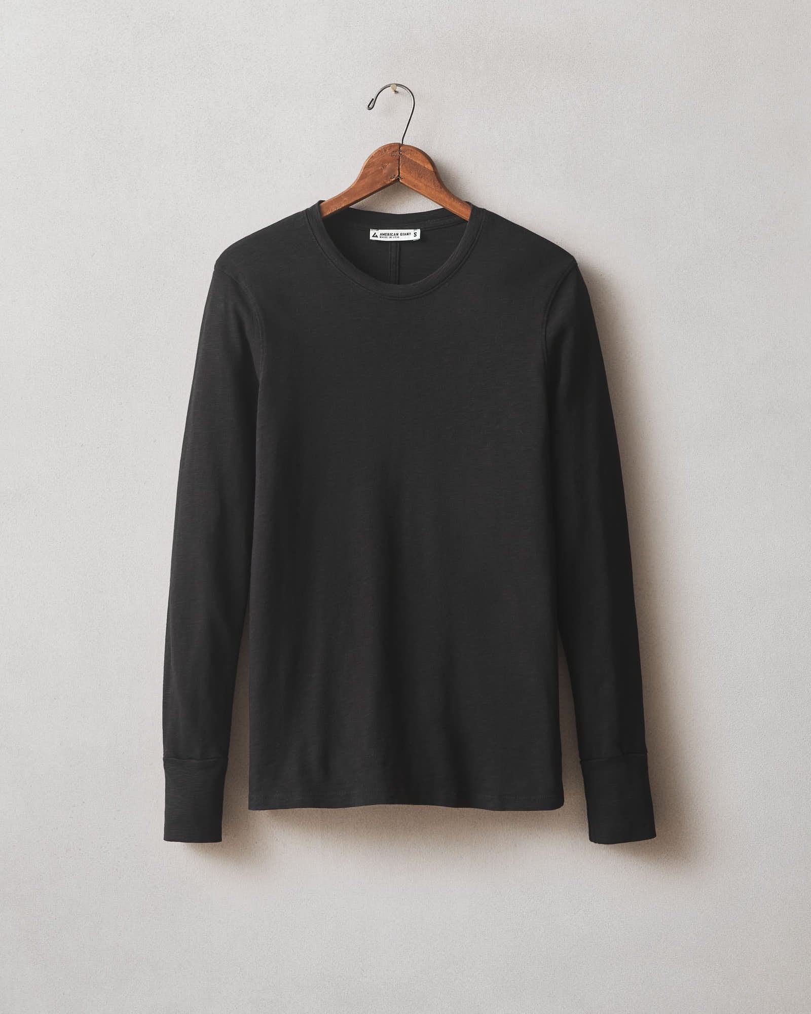 Women's Premium Slub Long Sleeve Crew Tee - Black