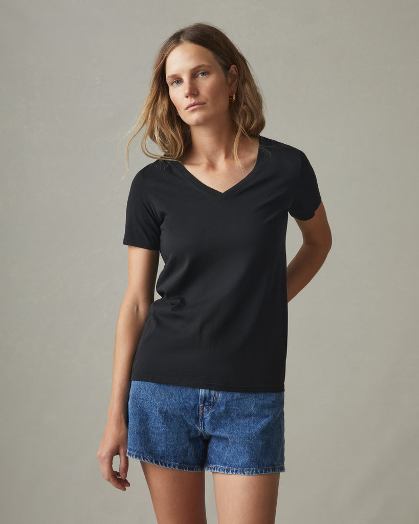 Women's Classic Cotton V-Neck Tee - Black