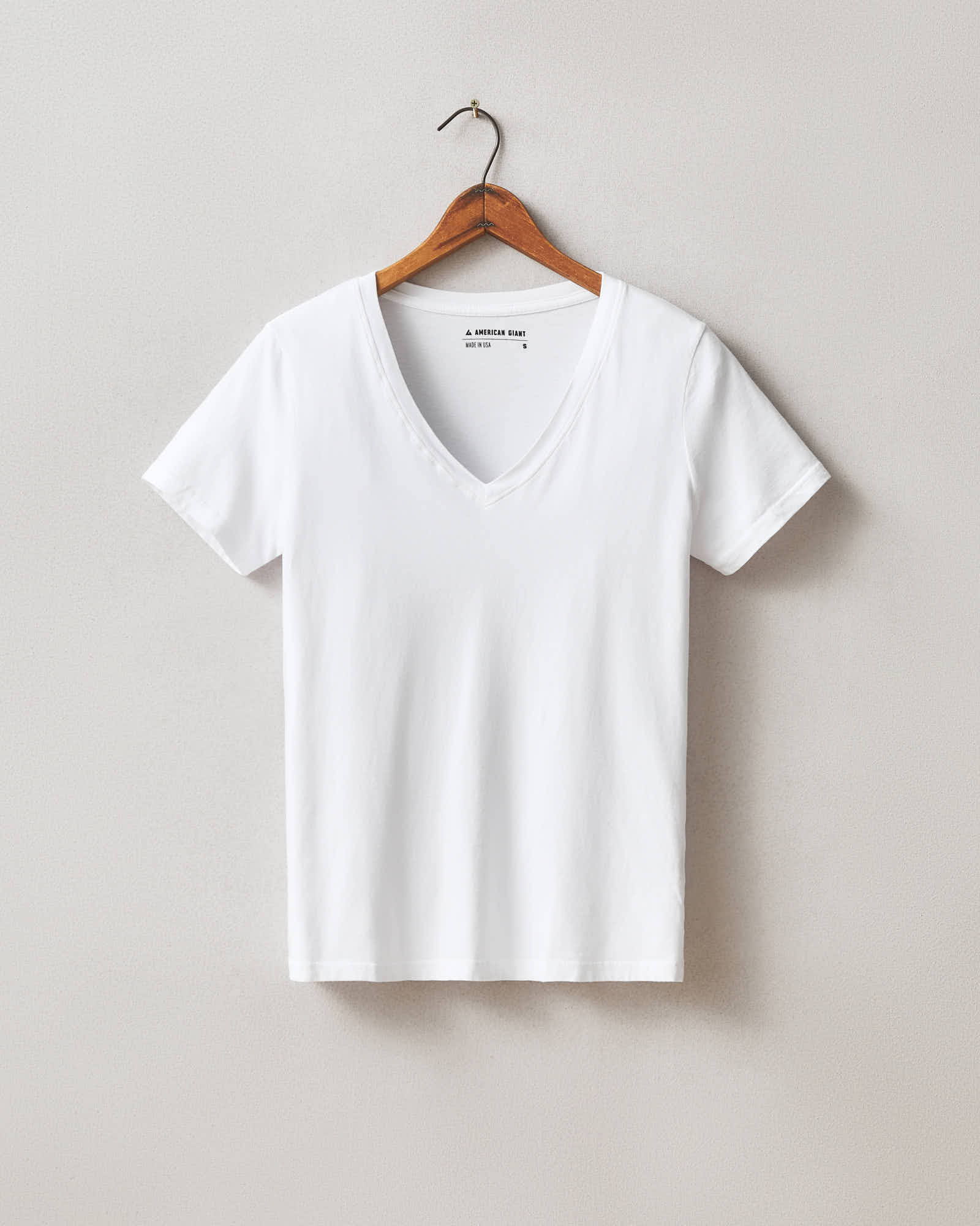 Women's Classic Cotton V-Neck Tee White - Main Image