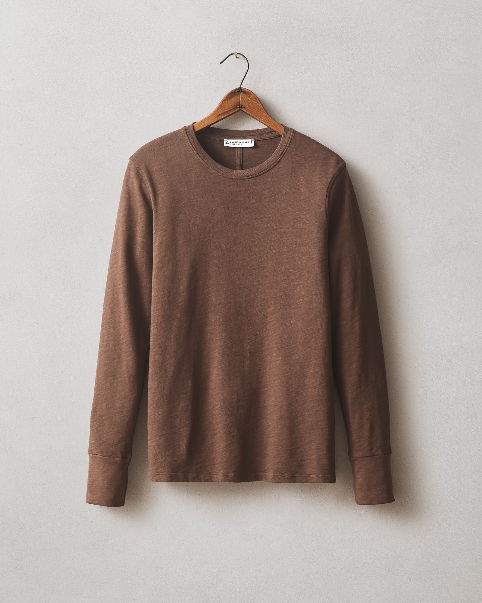Women's Premium Slub Long Sleeve Crew Tee - Chestnut