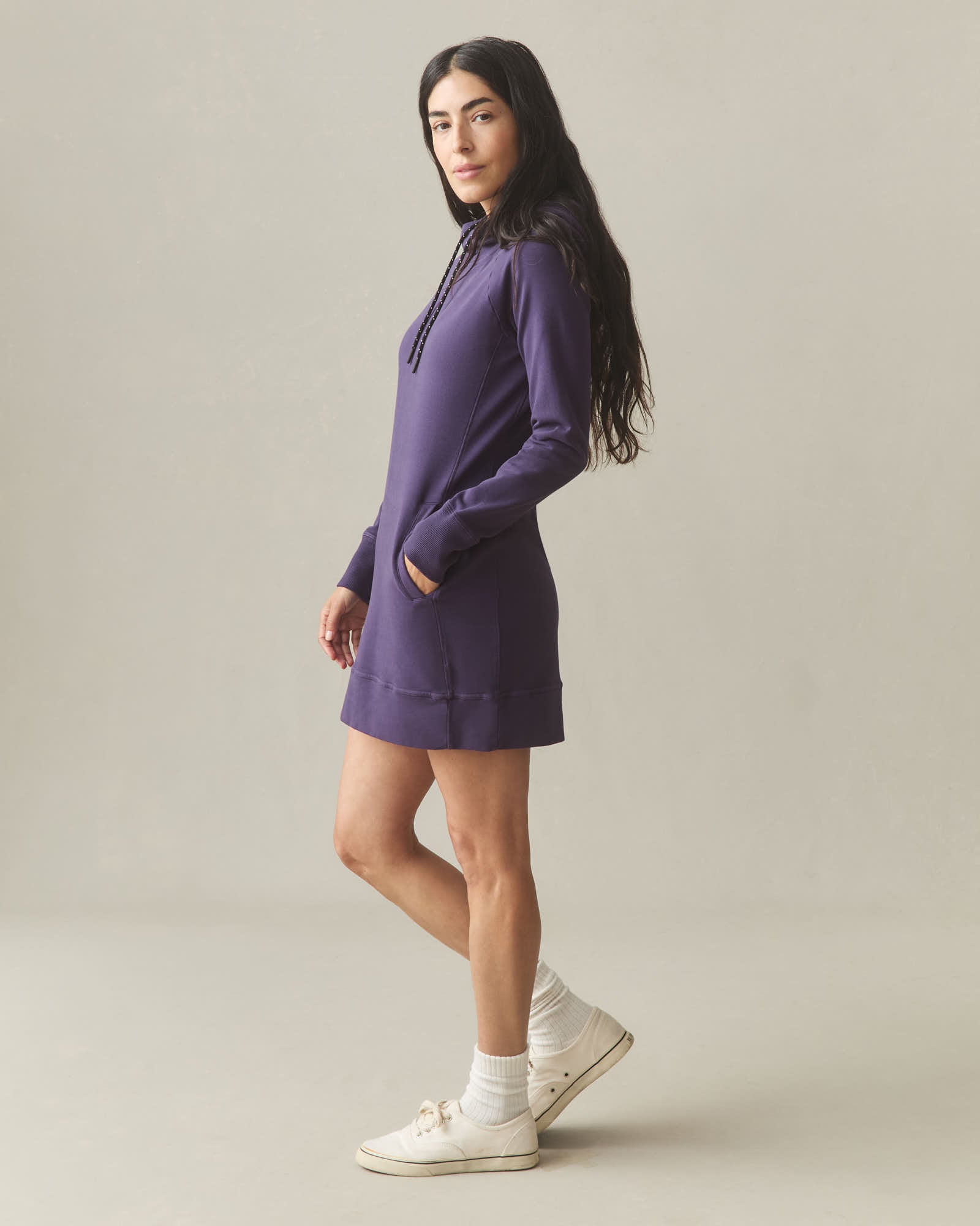 Women's Hoodie Dress - Purple Velvet