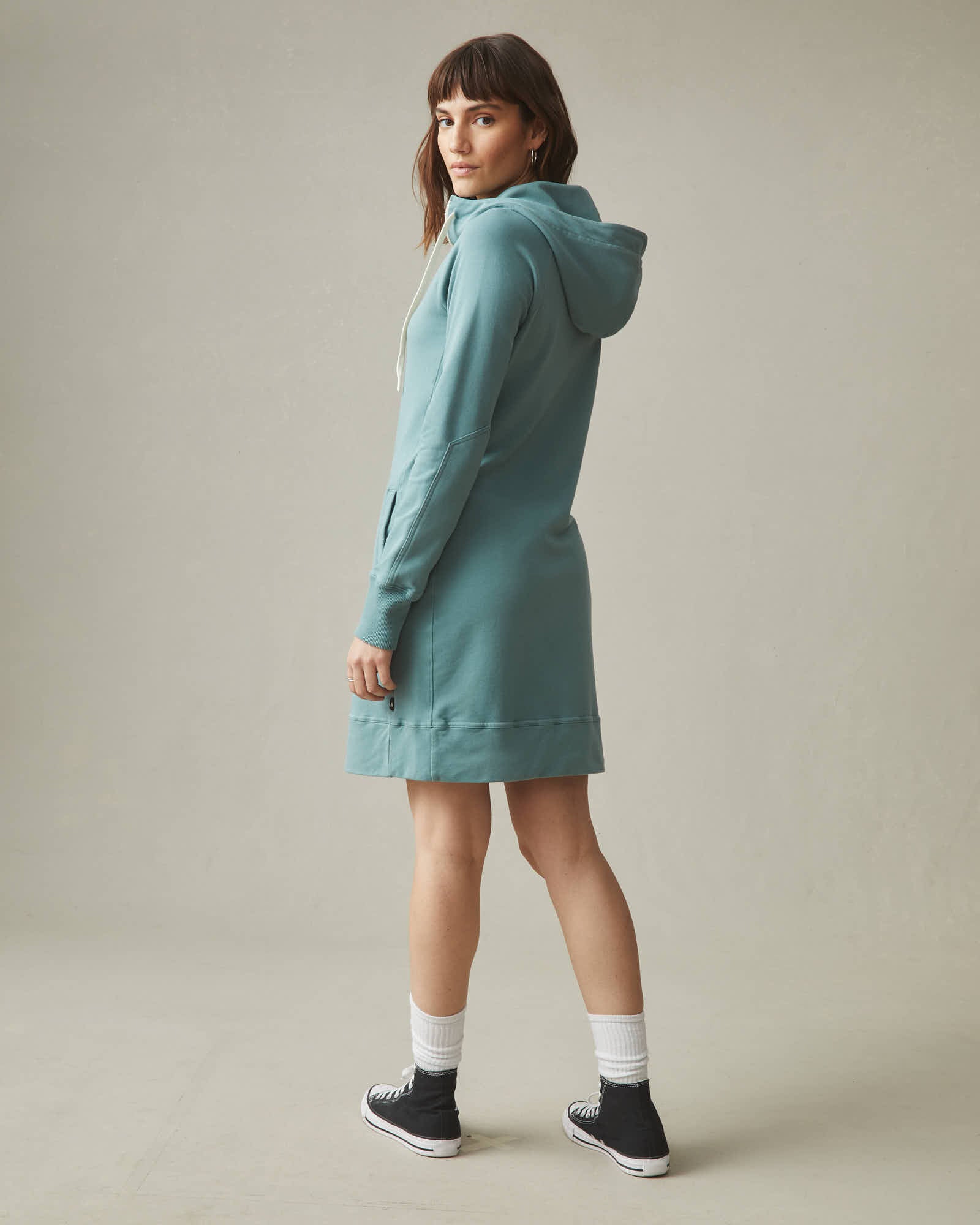 Women's Zipper Hoodie Dress - Azure Sage XS Women's Zipper Hoodie Dress - Azure Sage XS