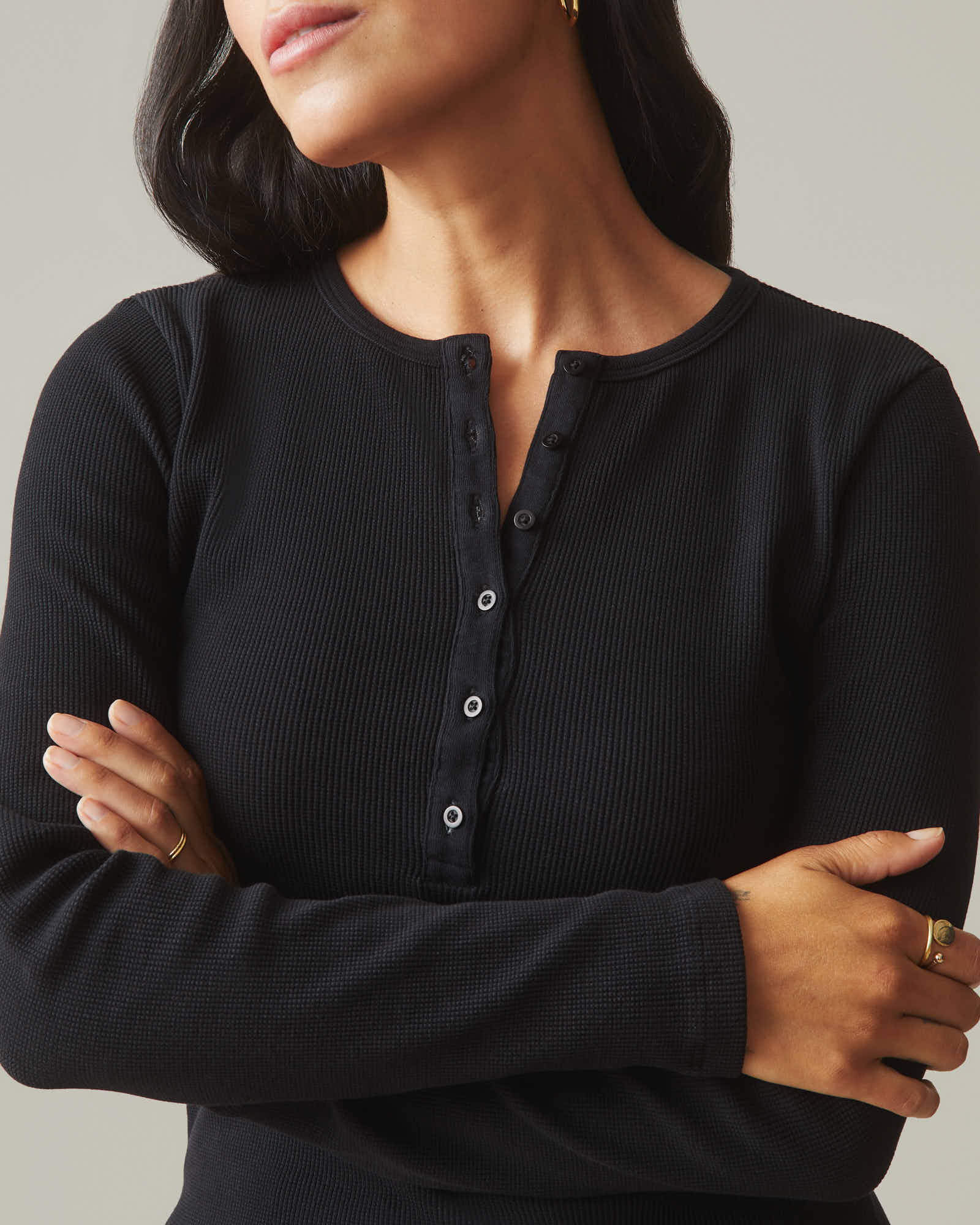 Women's Thermal Henley - Black