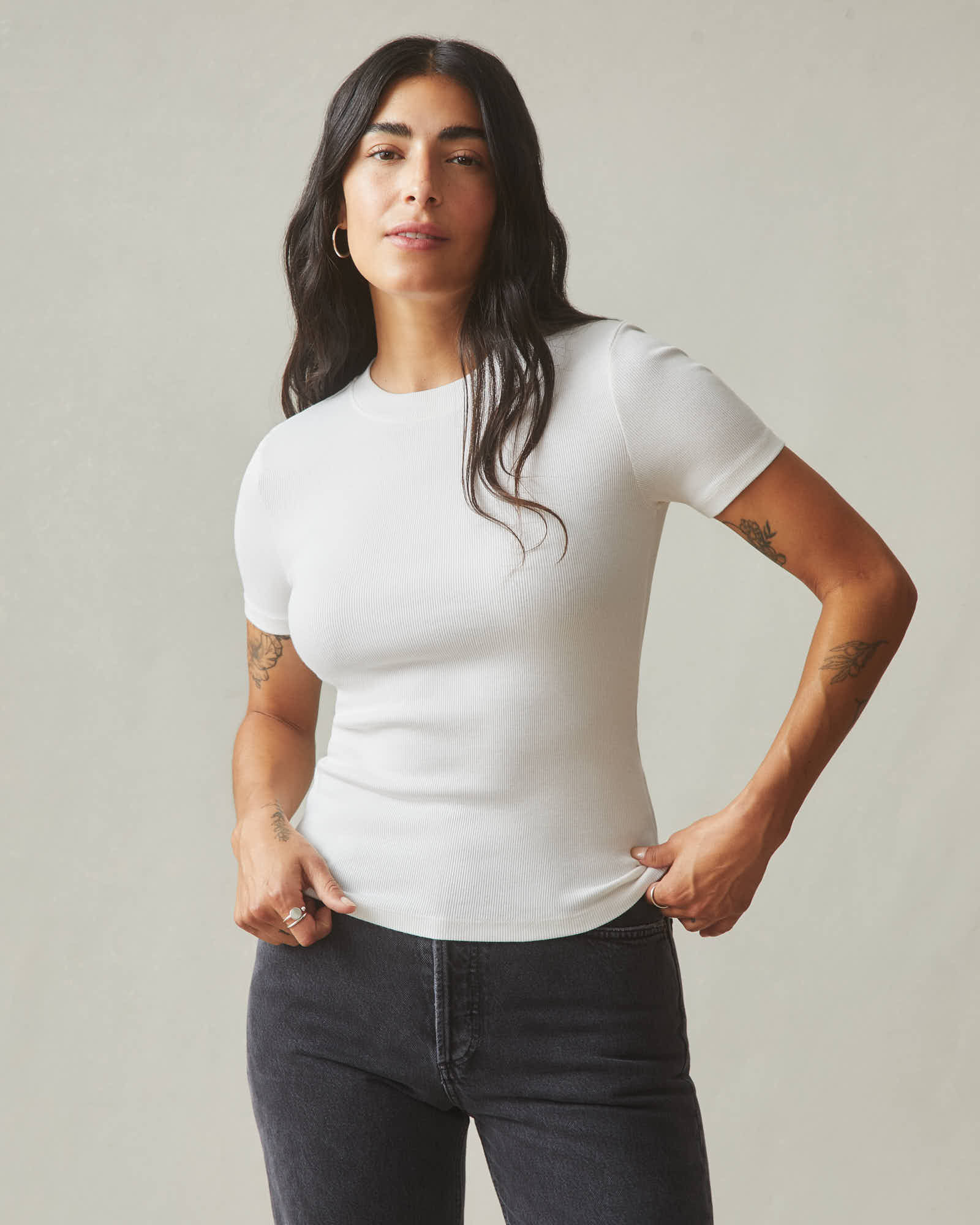 Women's Luxe Rib Crew Tee - White