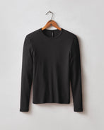 【MORE THAN BLACK】25SS★ SNAP ROUND LONG SLEEVE rhinestone long sleeve mesh top - Dark Brown | Weekday WW