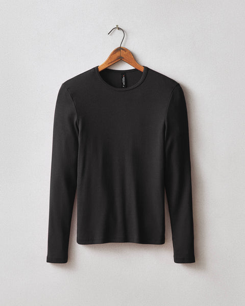 Women's Stretch Rib Crew Tee Long Sleeve - Meteorite