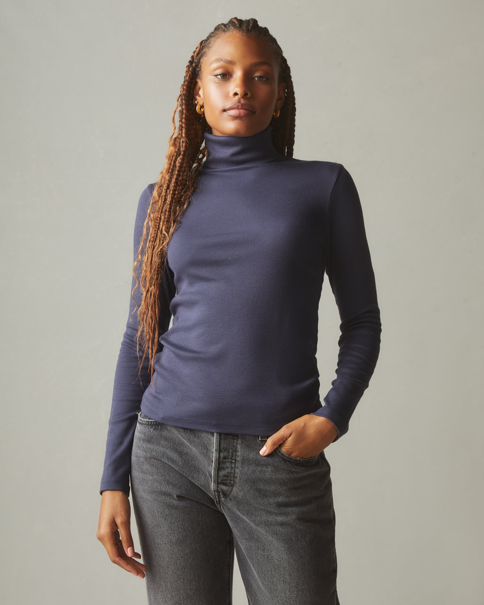 Rib Turtleneck - Inkwell