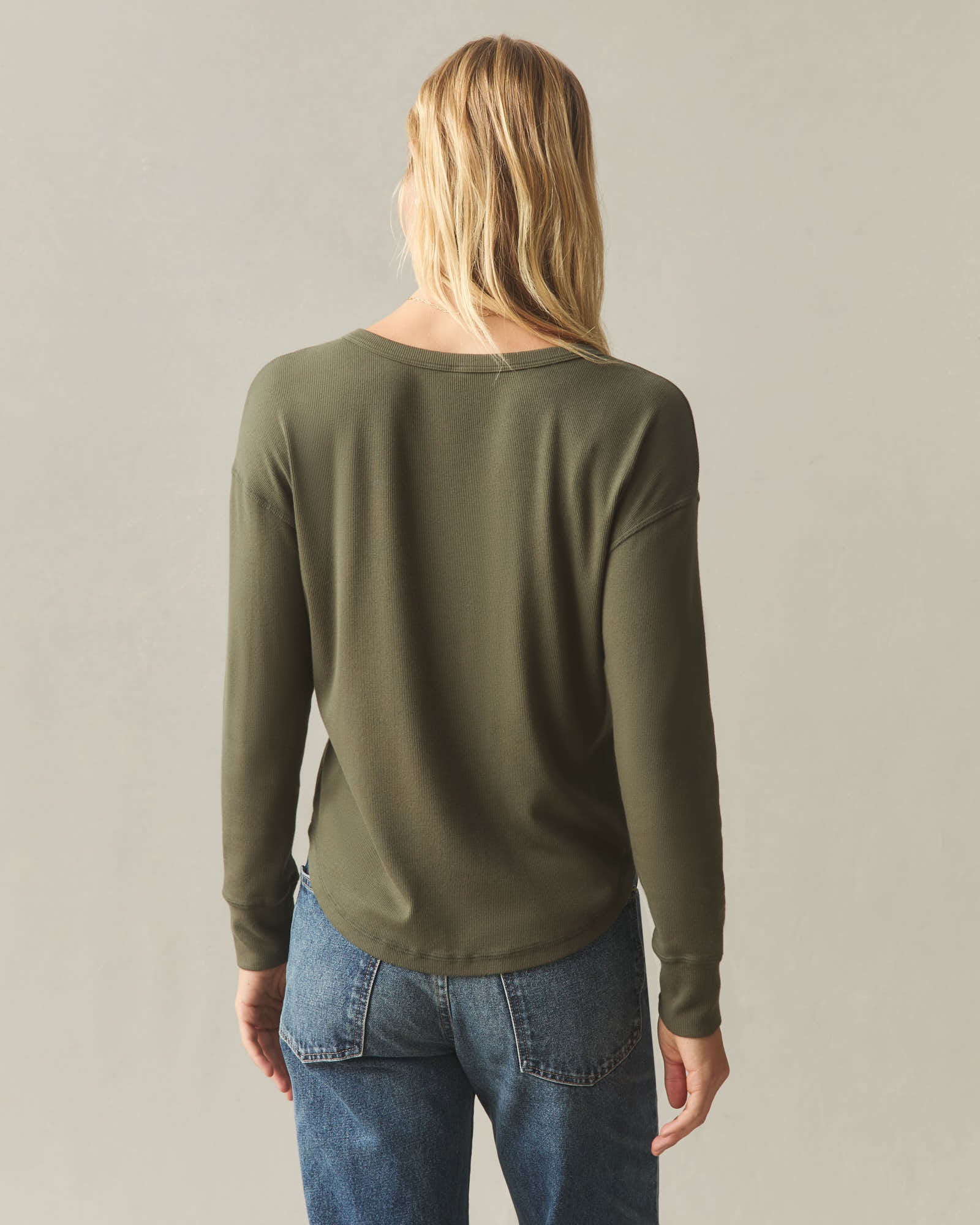 Women's Luxe Rib V-Notch Long Sleeve - Loden