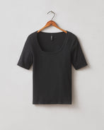 Women's Stretch Rib Square Neck Tee - Black Women's Stretch Rib Square Neck Tee - Black