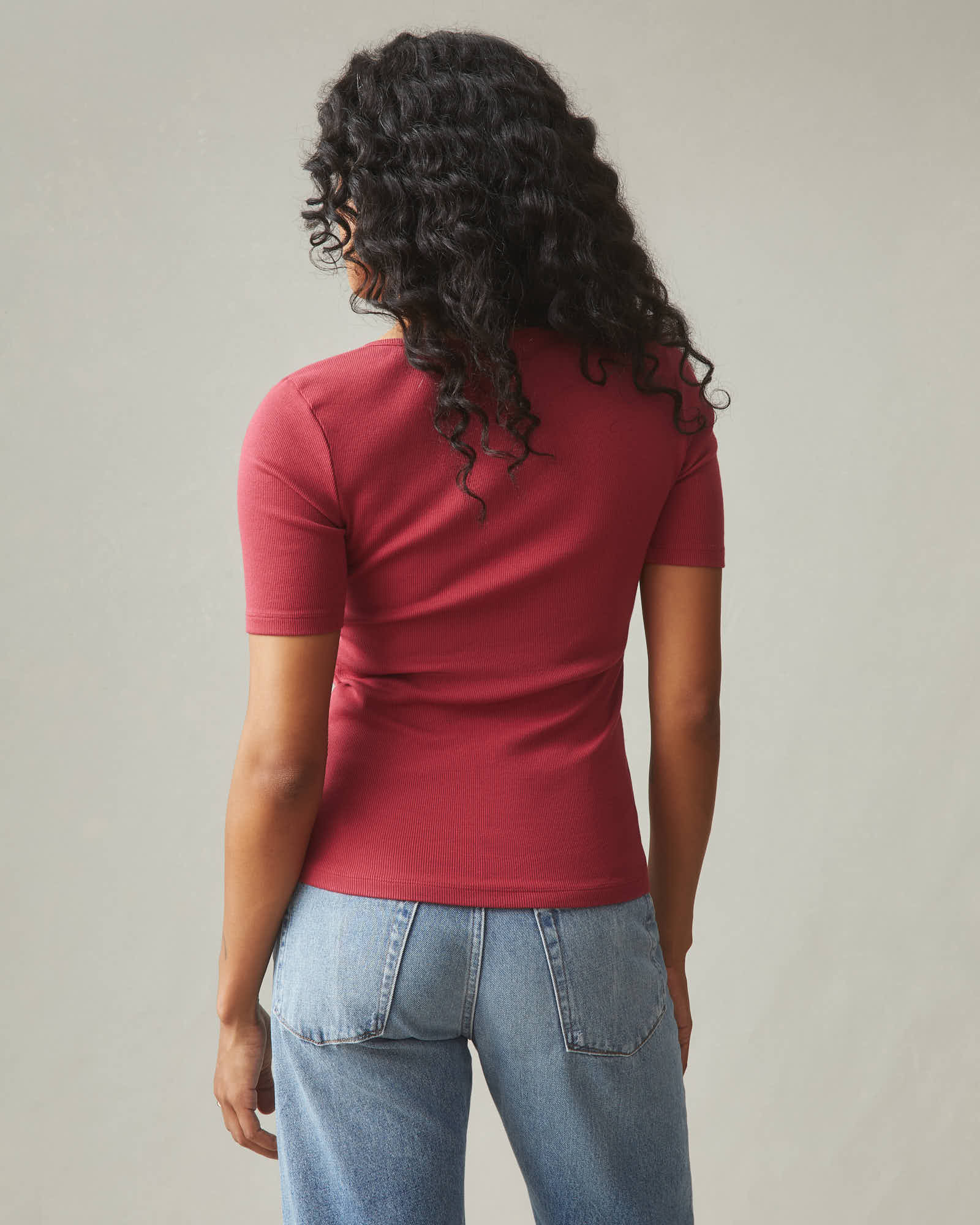 Women's Luxe Rib Square Neck Tee - Poppy
