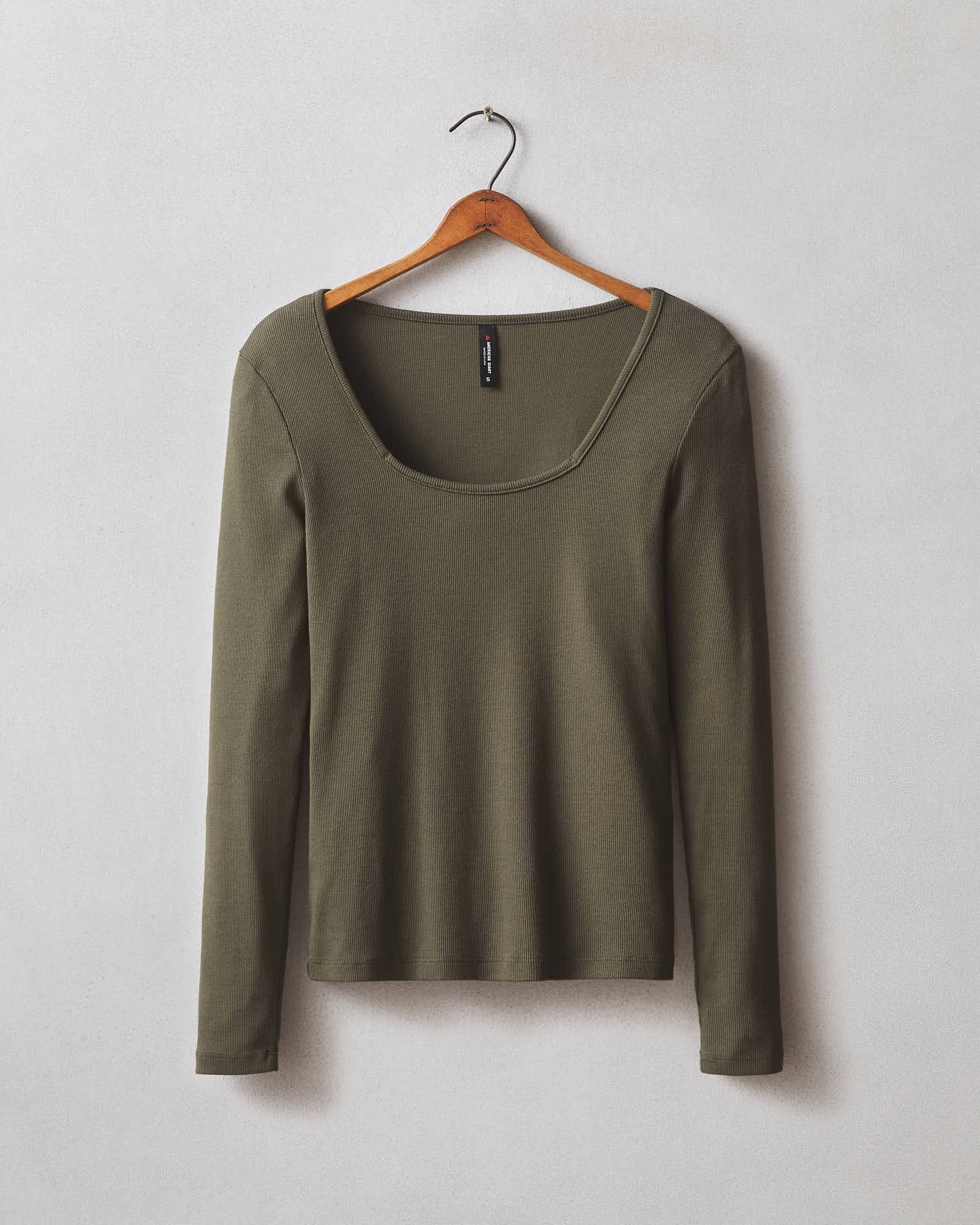 Women's Luxe Rib Square Neck Long Sleeve - Deep Olive