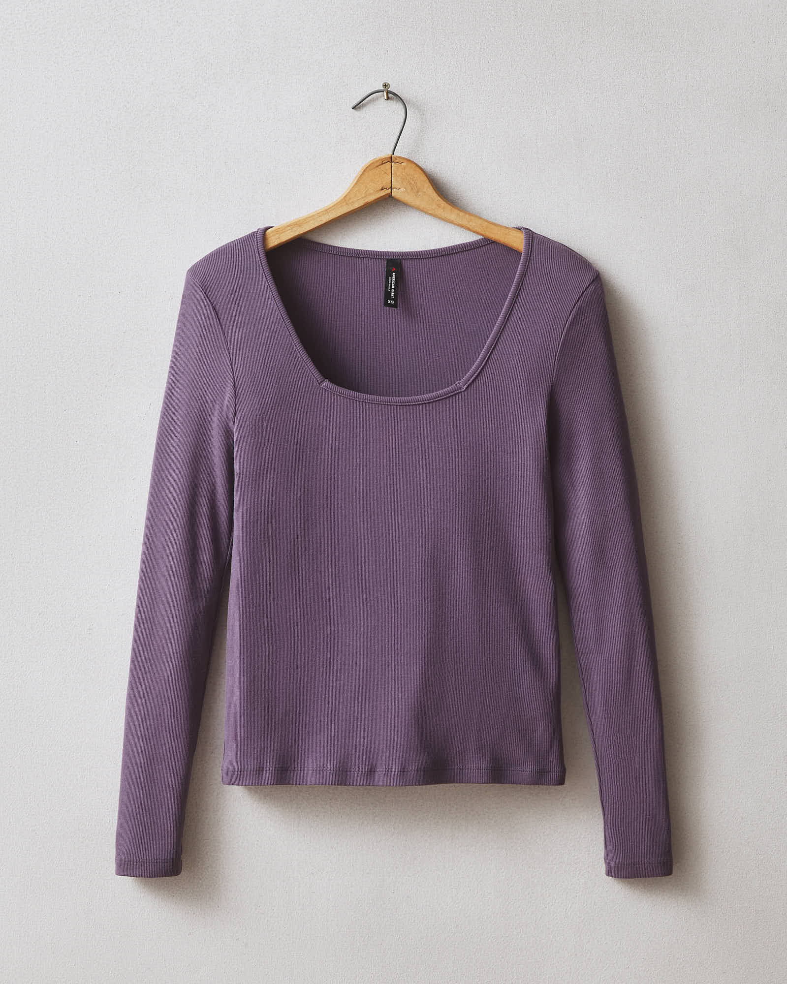 Stretch Rib Square Neck Long Sleeve - Vintage Violet