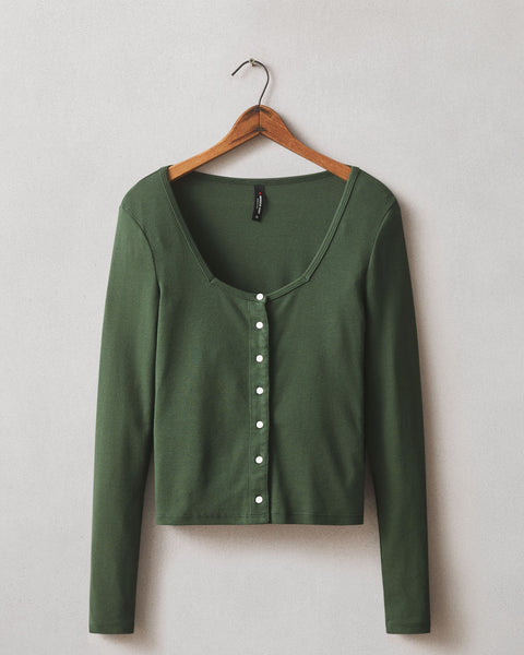 MASSIMO ALBA 売れ筋商品|||マッシモ アルバ カーディガン アウター レディース Cardigans Green Women's Luxe Rib Square Neck Cardigan - Green Moss
