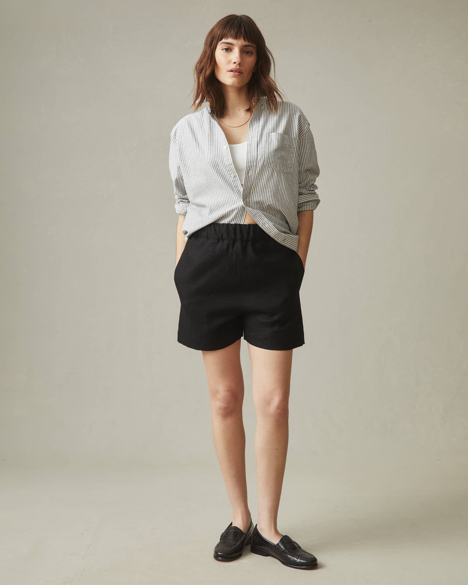 ★2023SS新作★LMC★GLOBE LINEN SHORTS Juniors' Project by Carbon High Rise Linen Shorts