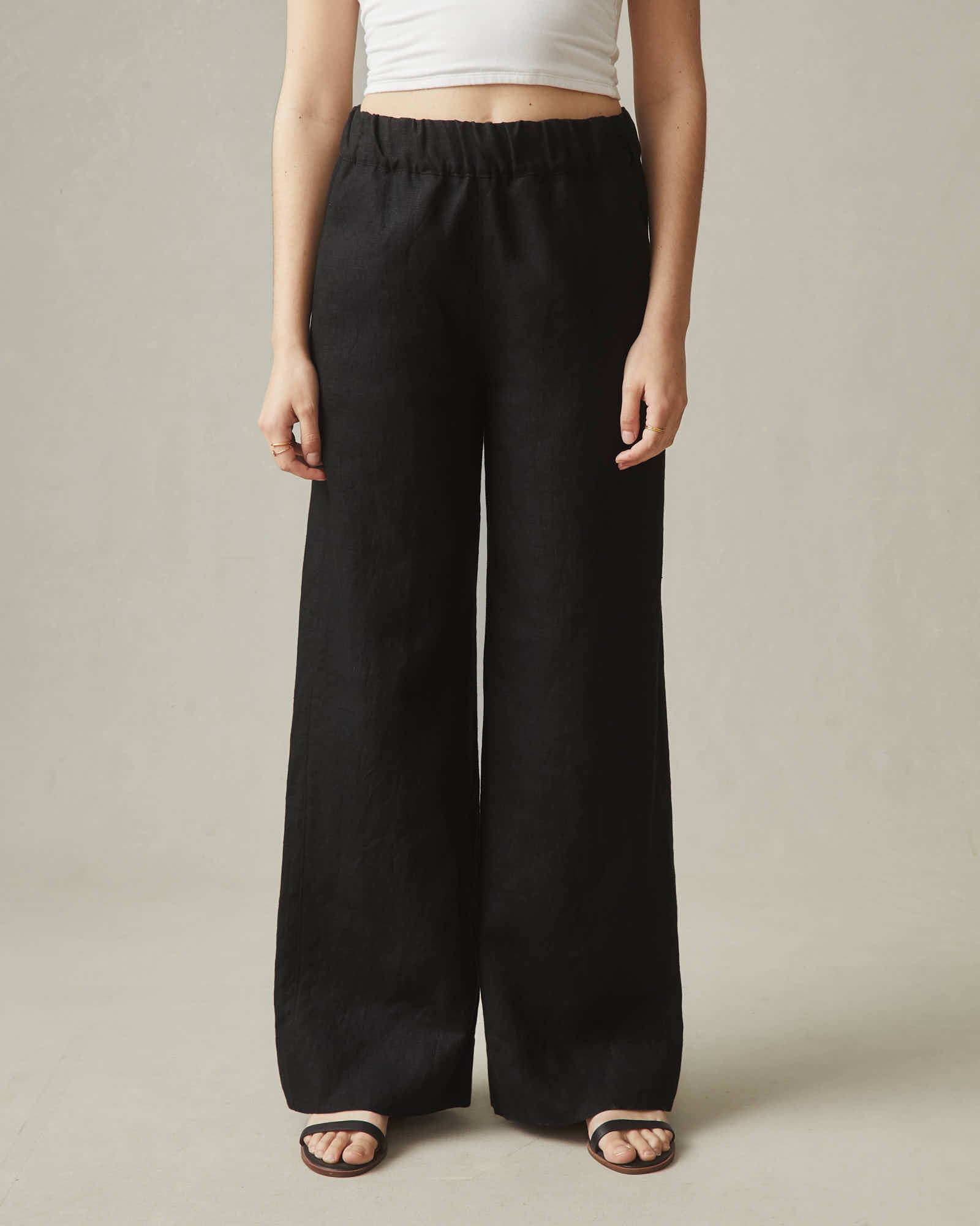 Women's Linen Wide Leg Pant - Meteorite