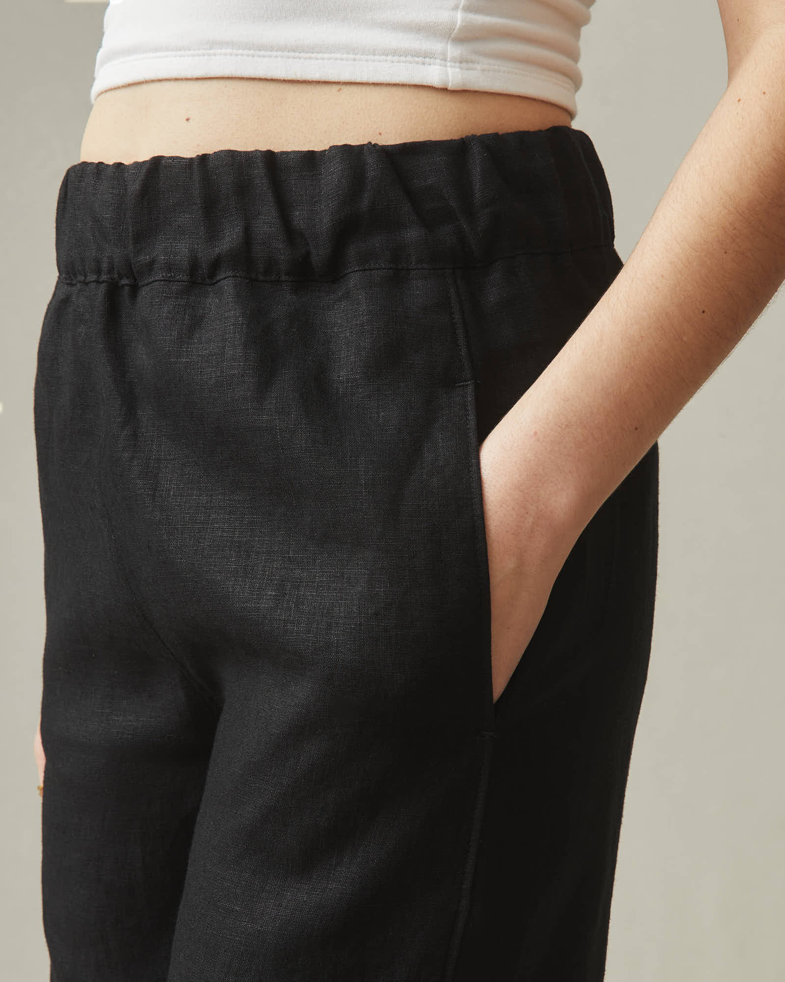 Women's Easy Linen Wide Leg Pant - Meteorite