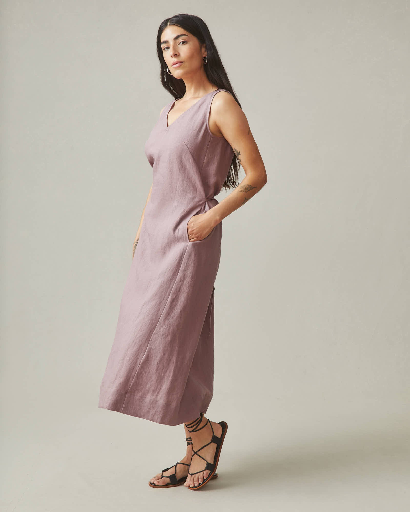 women linen dress Women's Linen Tie Dress