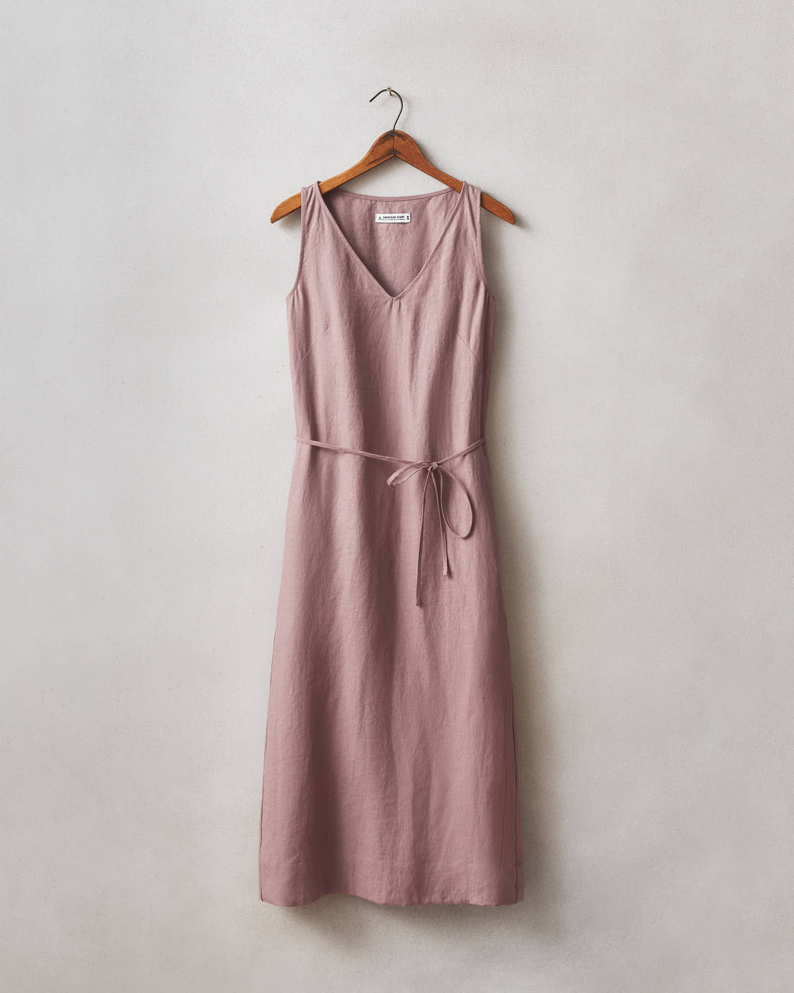 Women's Linen Tie Dress - Twilight Mauve L