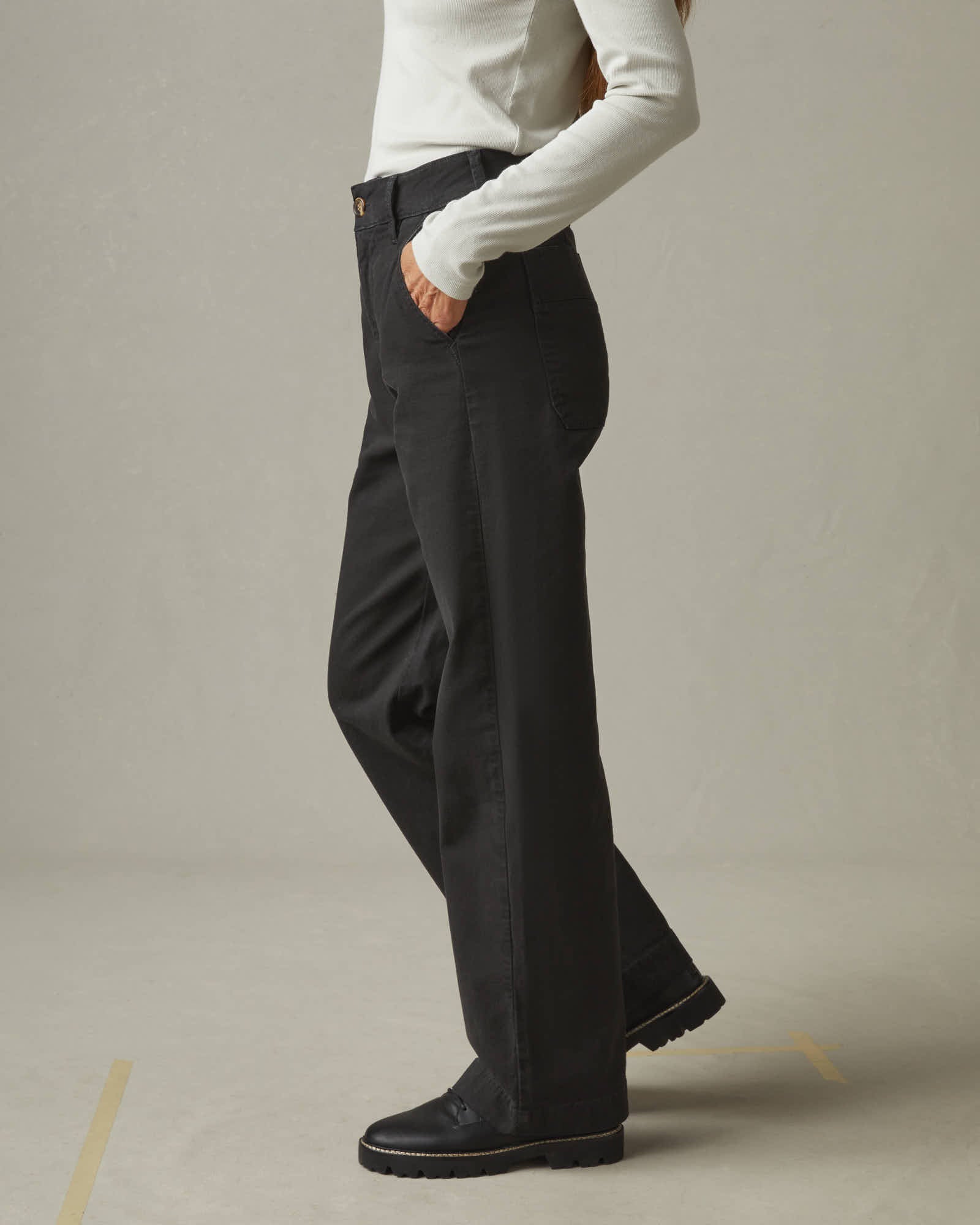 [PERSTEP]★GRAIN PIGMENT WIDE PANTS Women's Wide Leg Pant - Meteorite
