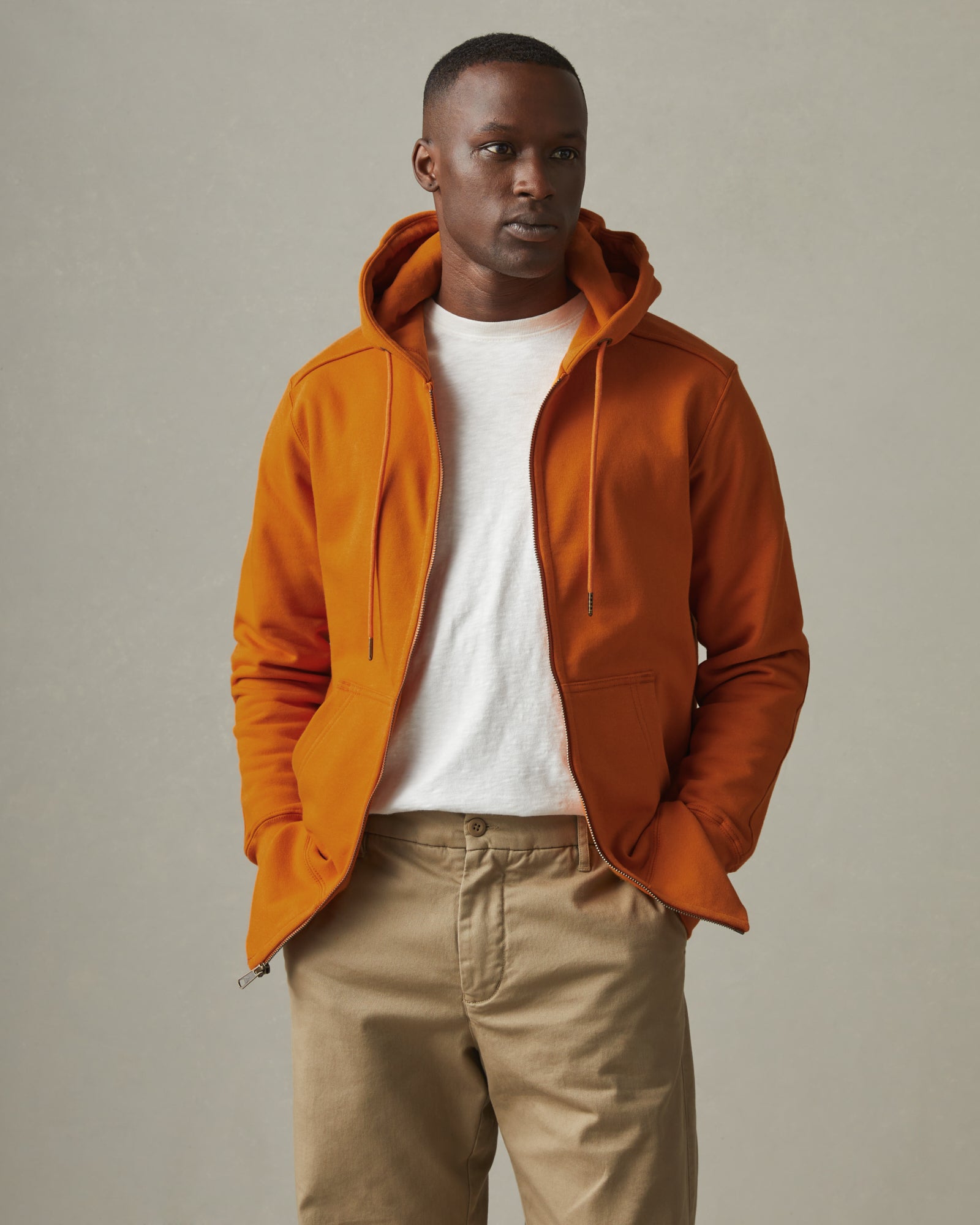 orange zip hoodie mens