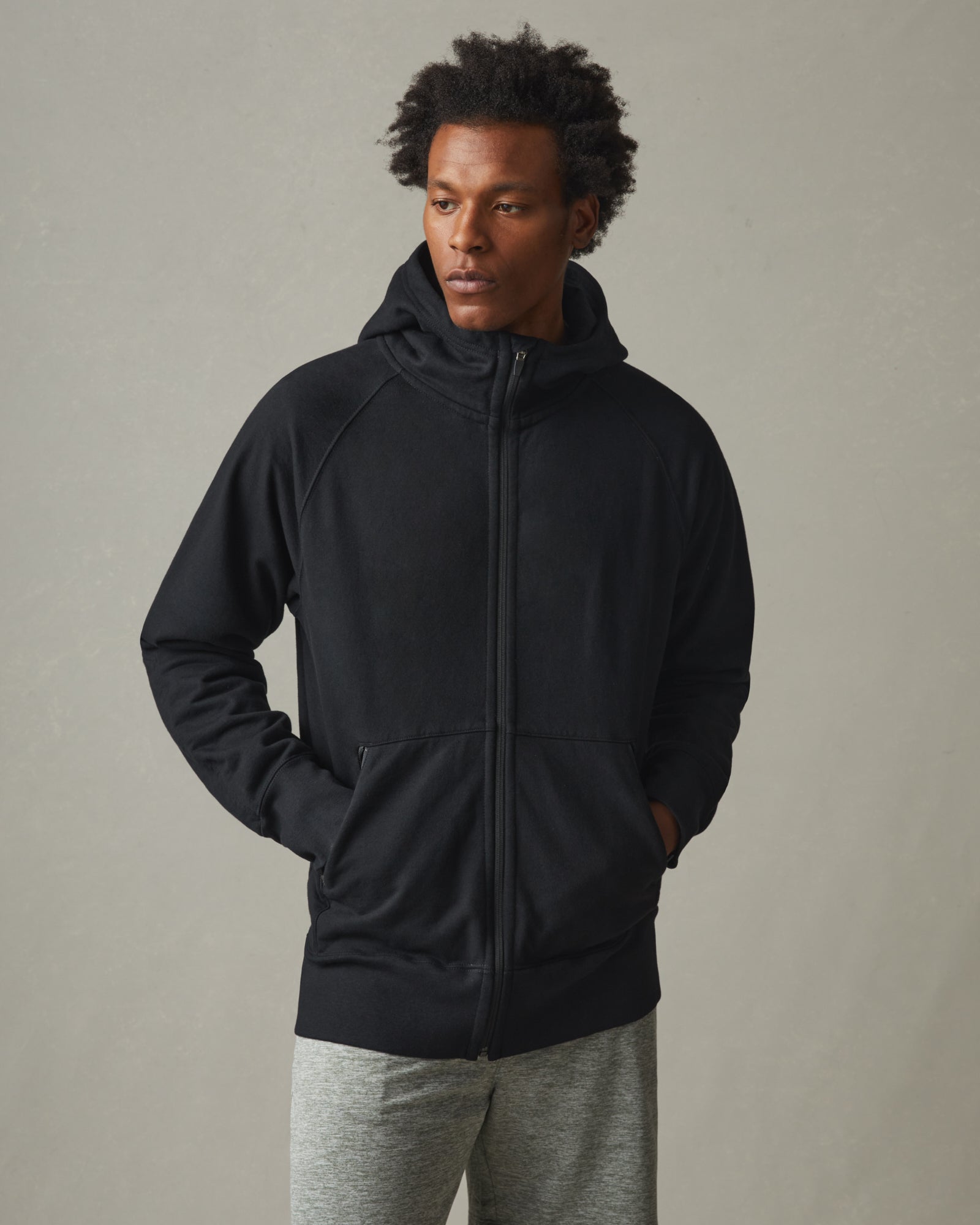 Mens Drawstring Hoodie Coat Color Block Full Zip Winter Hooded Jacket  Sweatshirt With Pocket