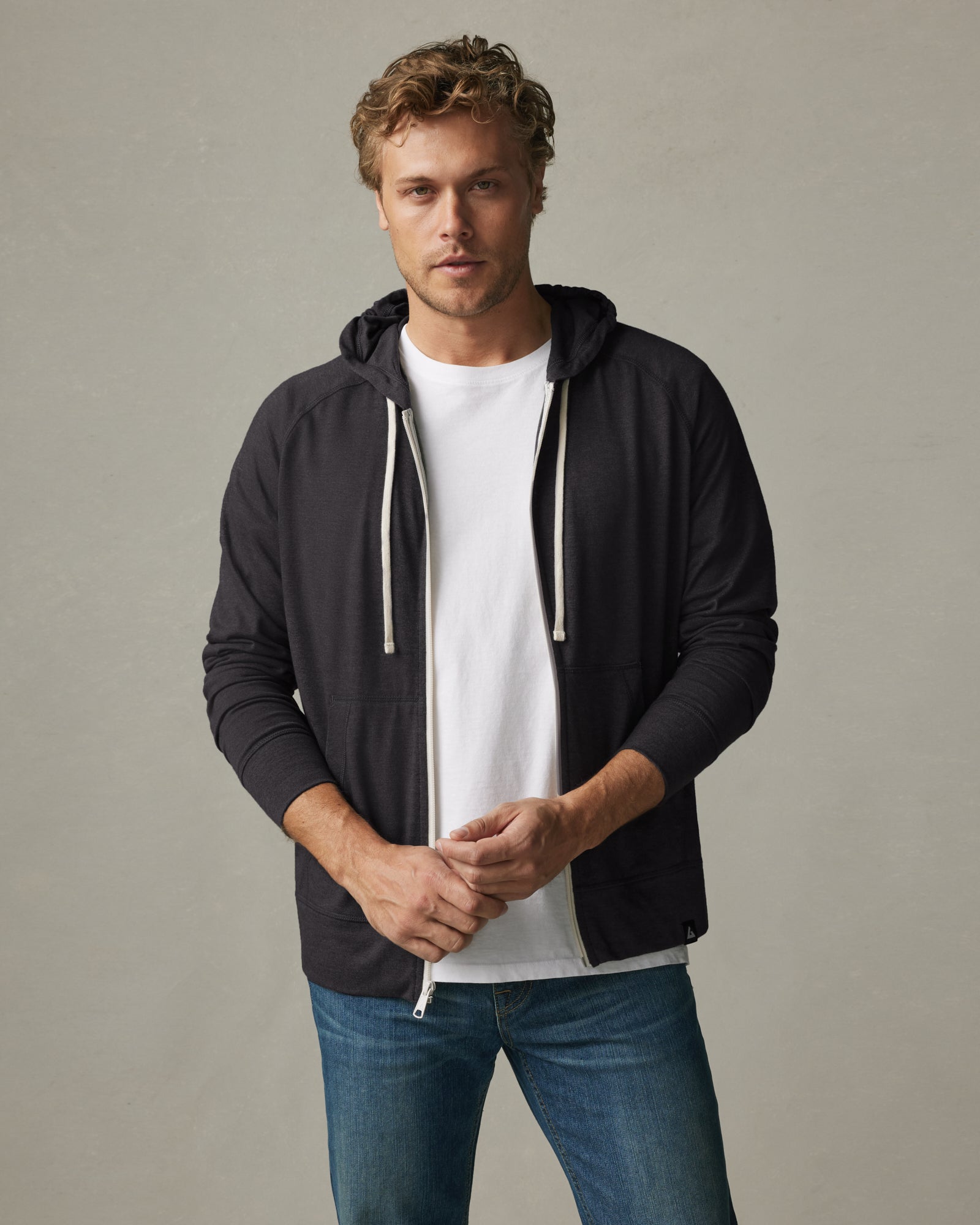 S Lightweight Full Zip - Black Solid by American Giant - Made in The USA