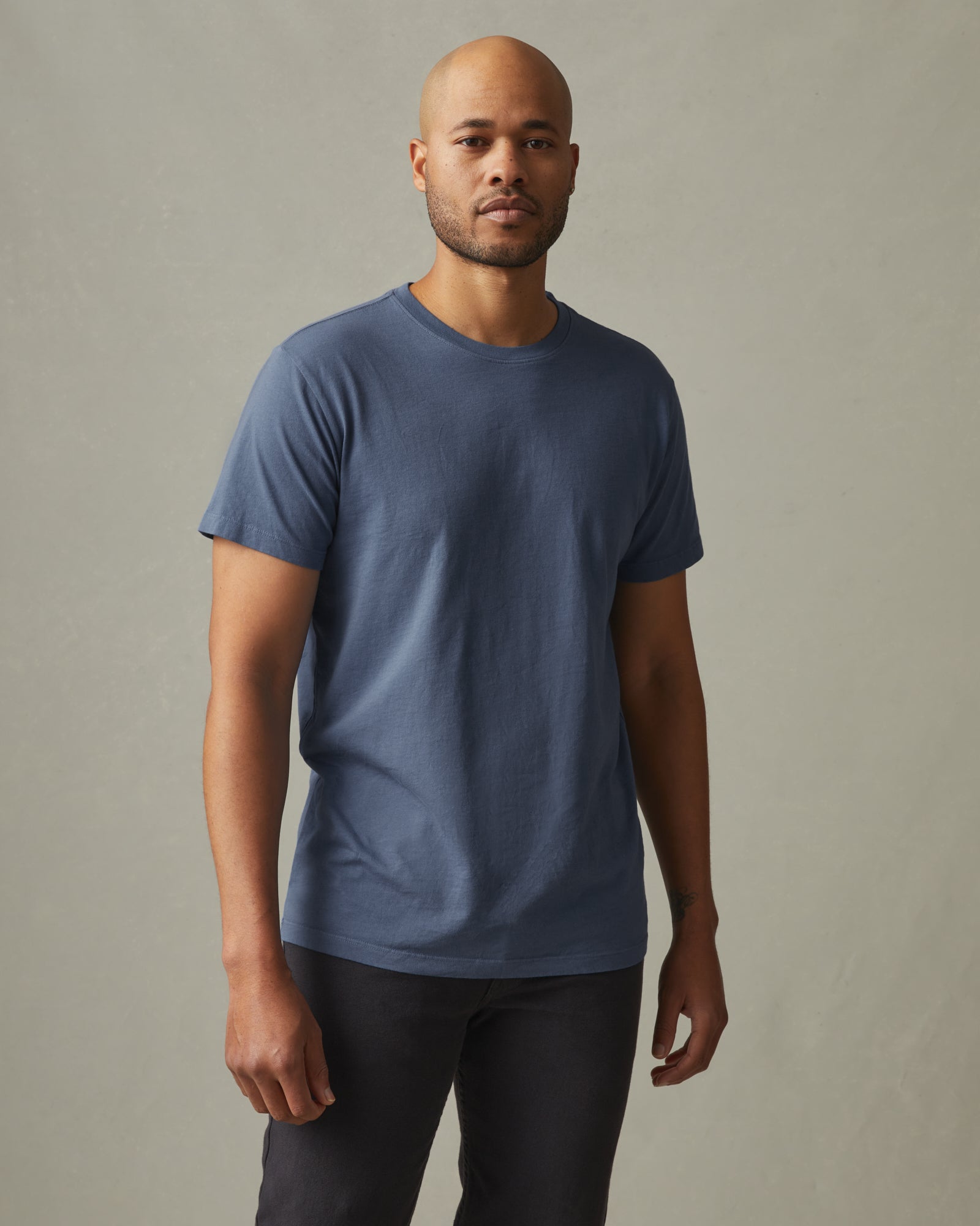 Classic Cotton Crew Tee - Washed Navy