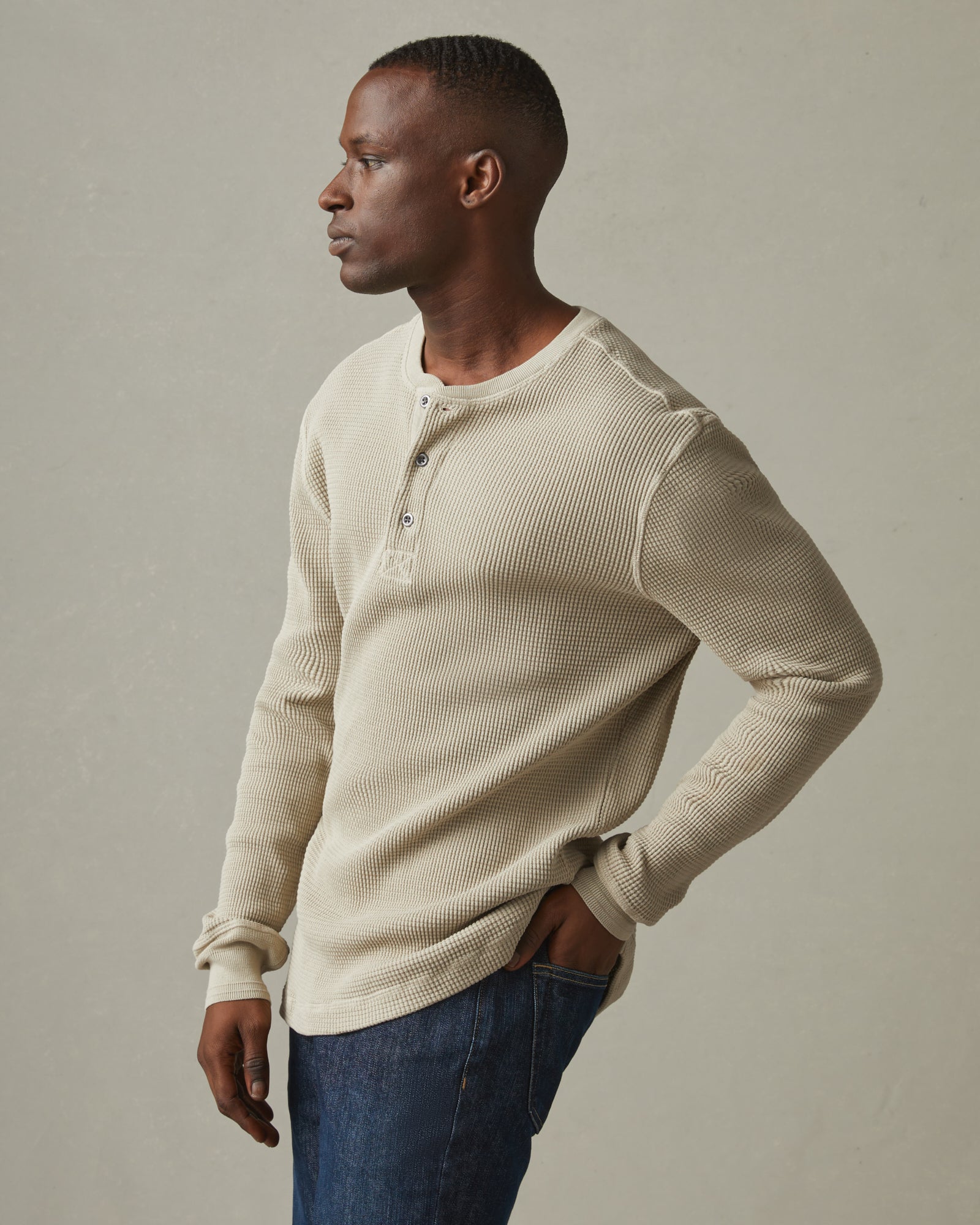 Waffle Henley - Spray Green