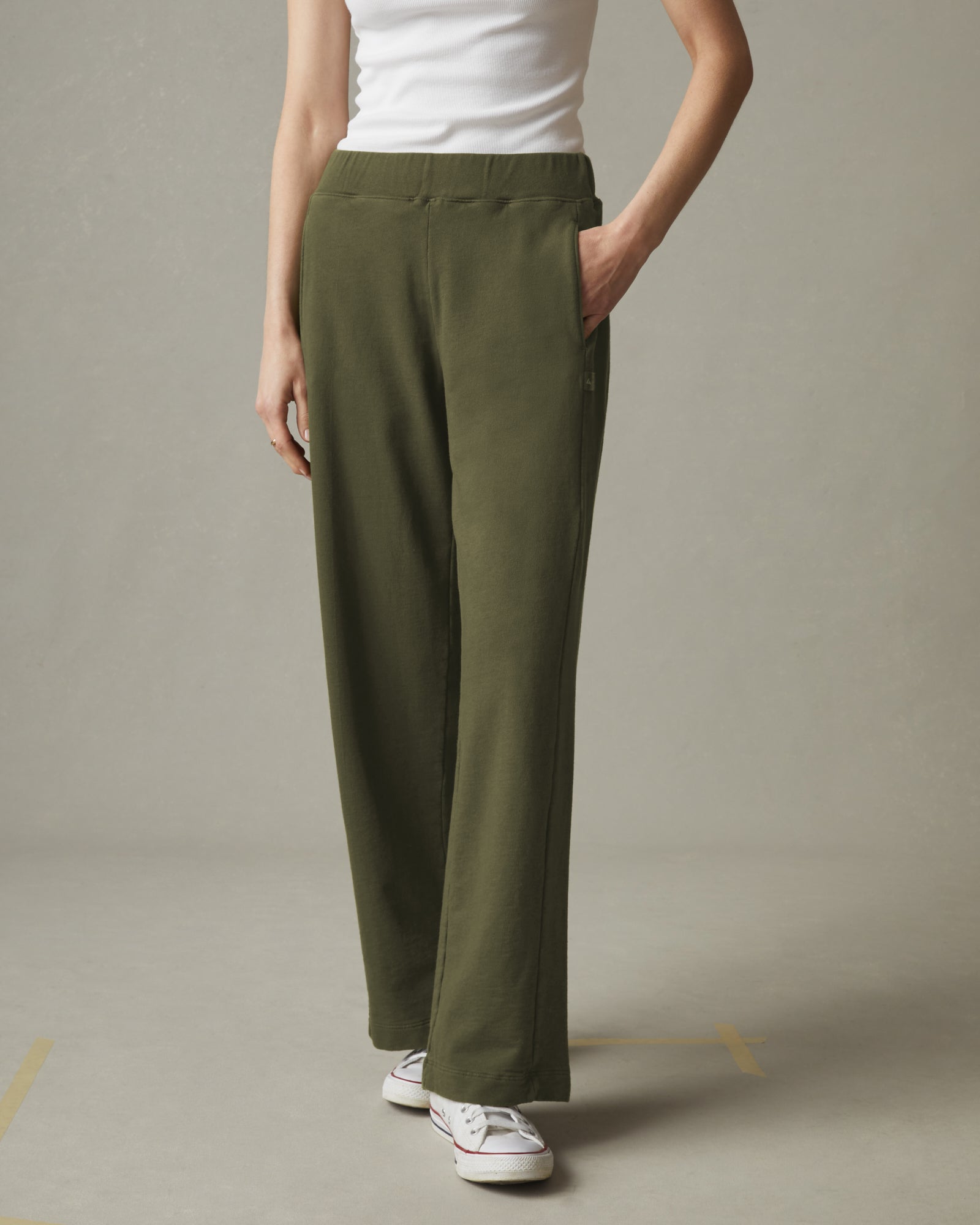 Women's French Terry Wide Leg Cuffed Pants