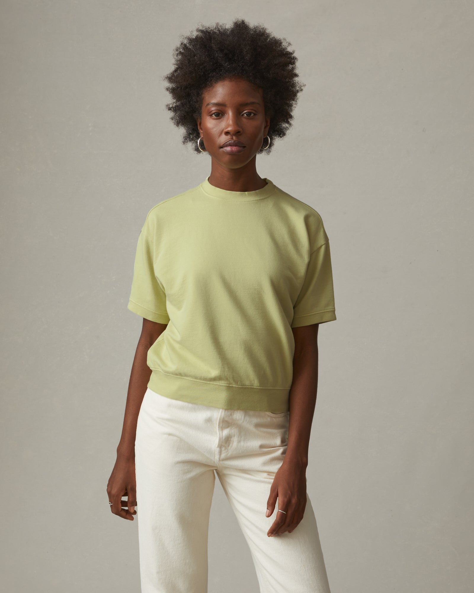 French Terry Short Sleeve Sweatshirt - Beechnut