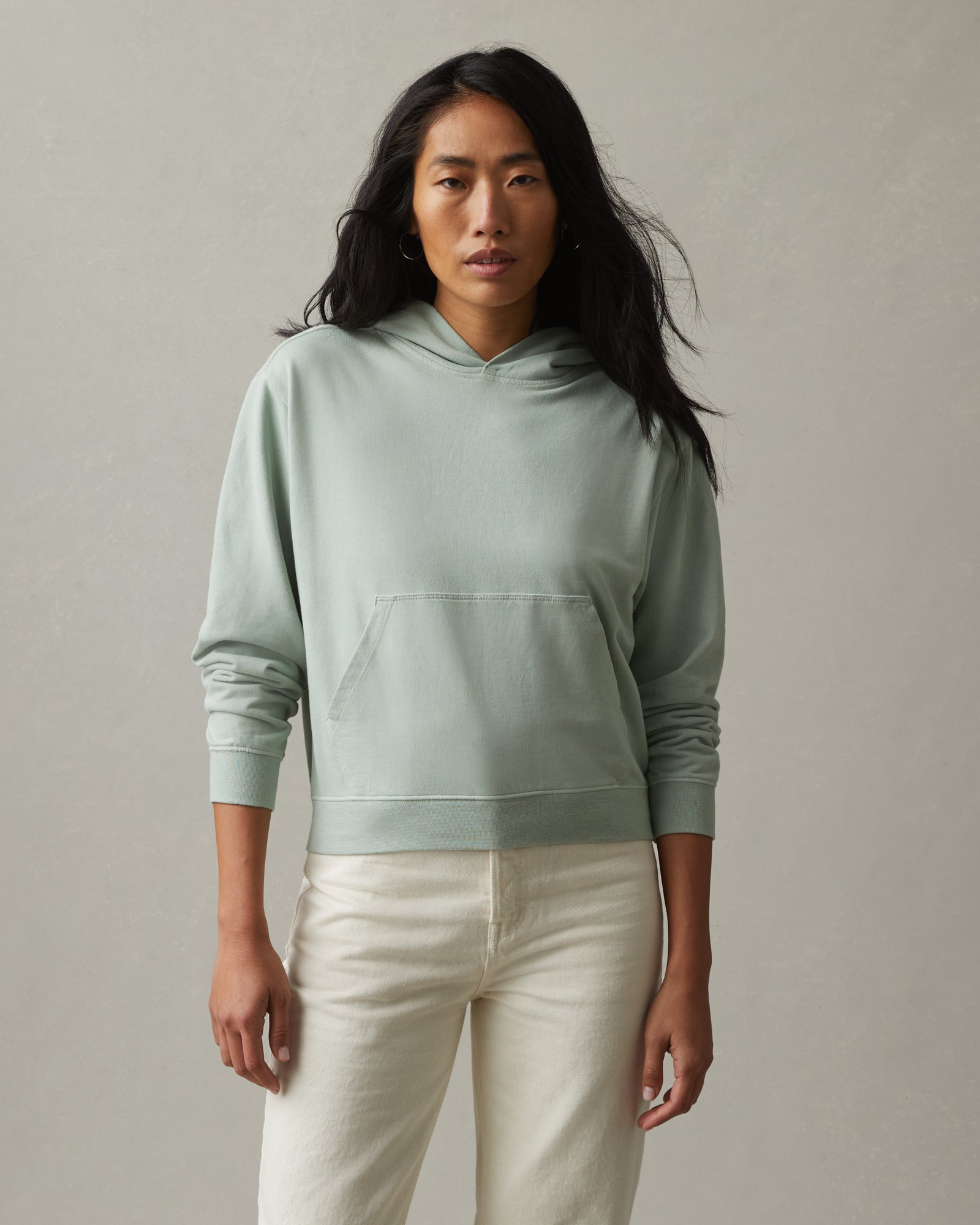 French Terry Pullover Hoodie - Aqua Grey