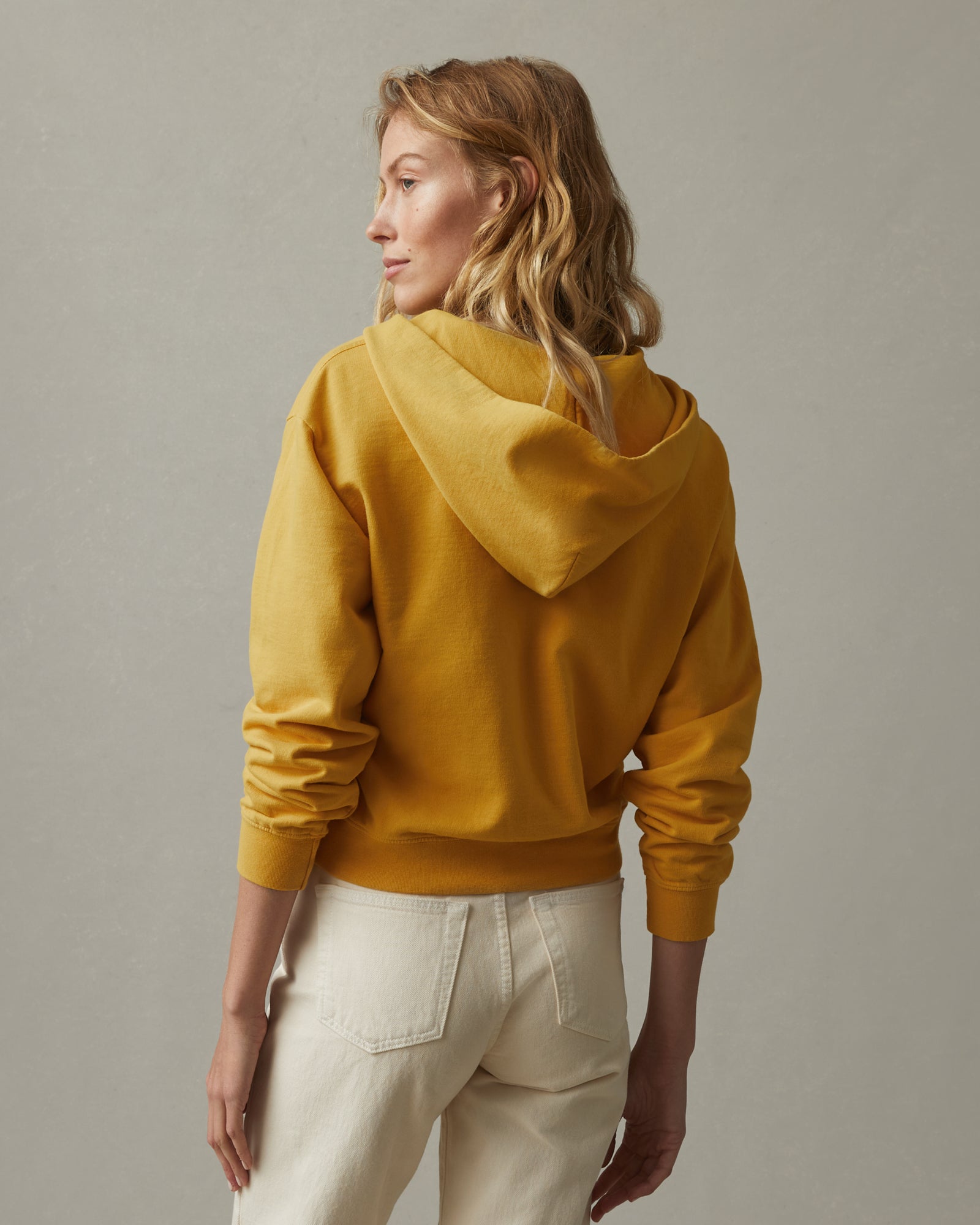 French Terry Half Zip Hoodie - Yellow Blaze