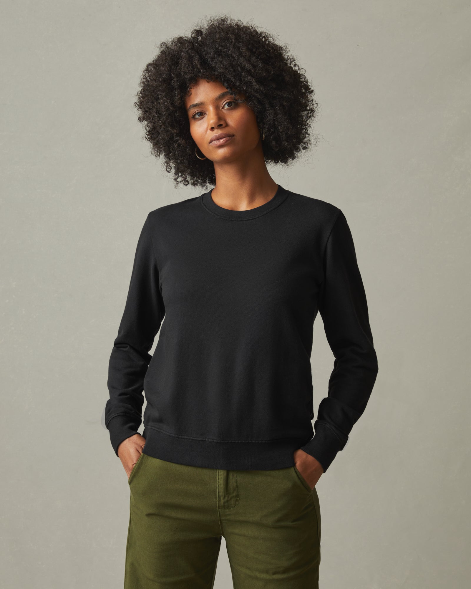 Women's French Terry Crew Sweatshirt Black