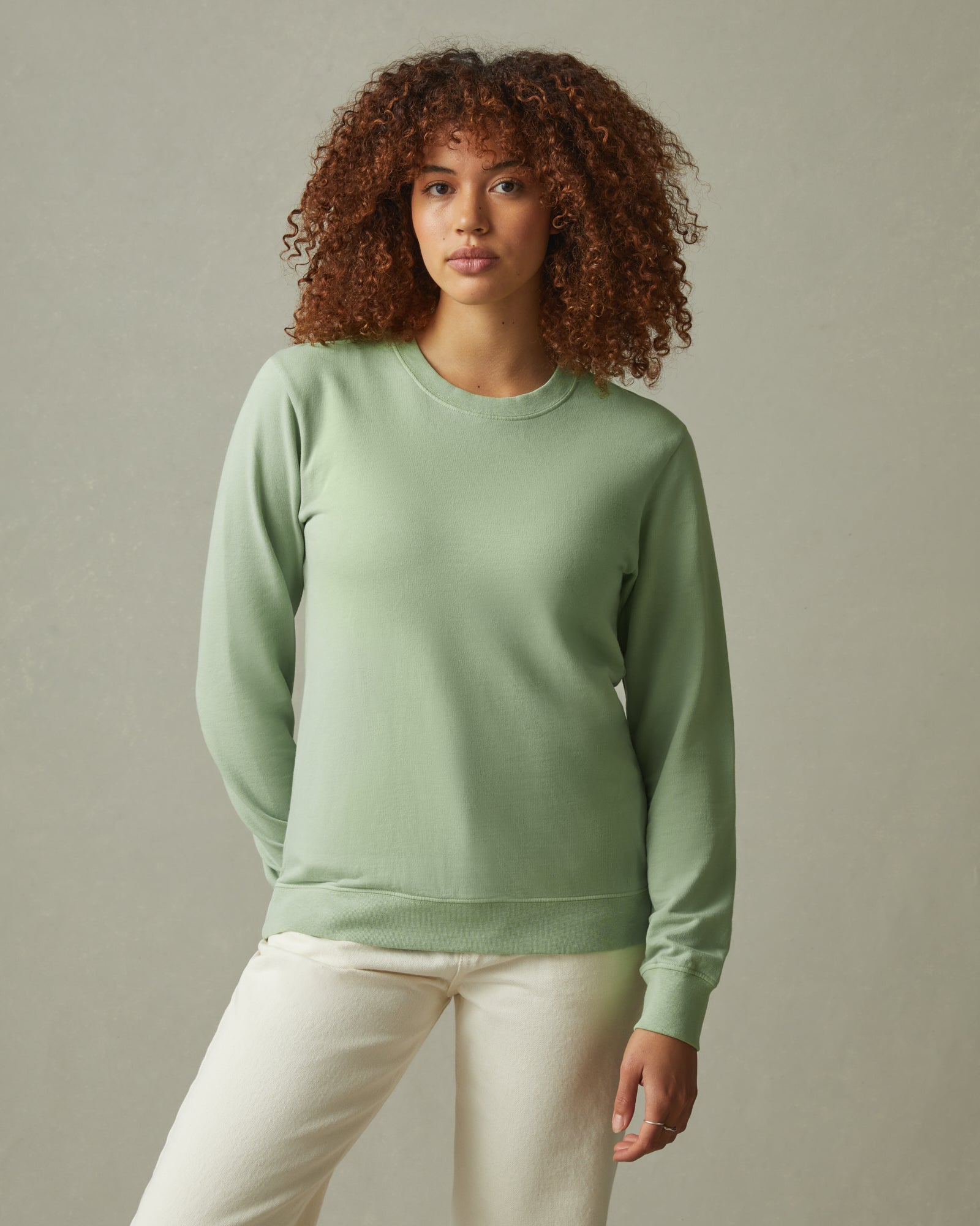 women's french terry crew