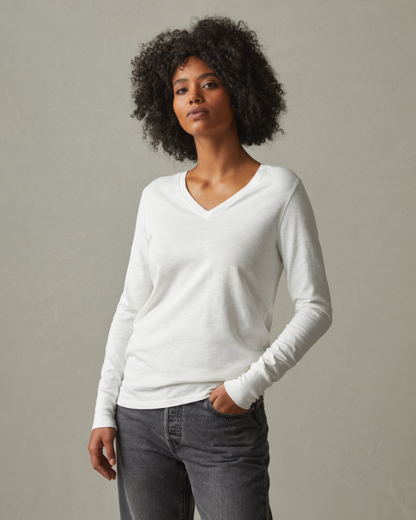 v neck long tee