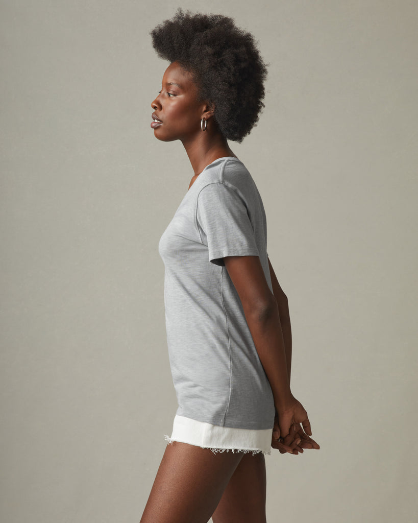 Women's Premium Slub V-Neck Tee - Cement