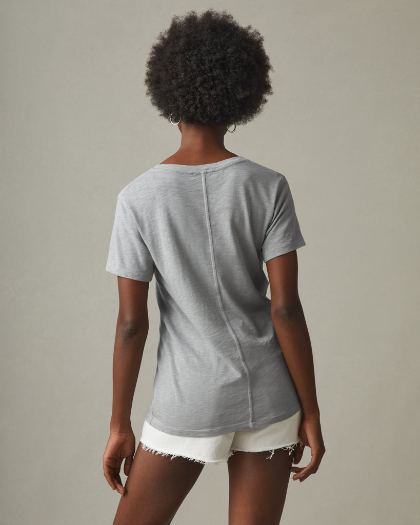 Women's Premium Slub V-Neck Tee - Cement