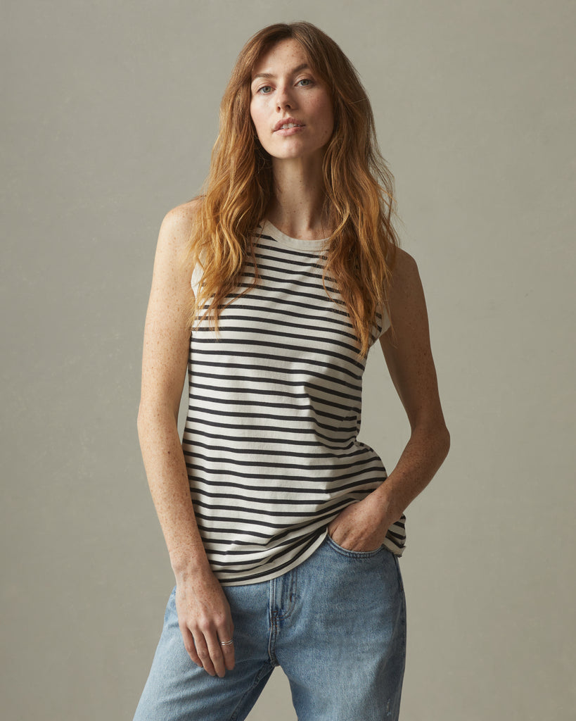 Women’s Striped Classic Cotton Muscle Tank