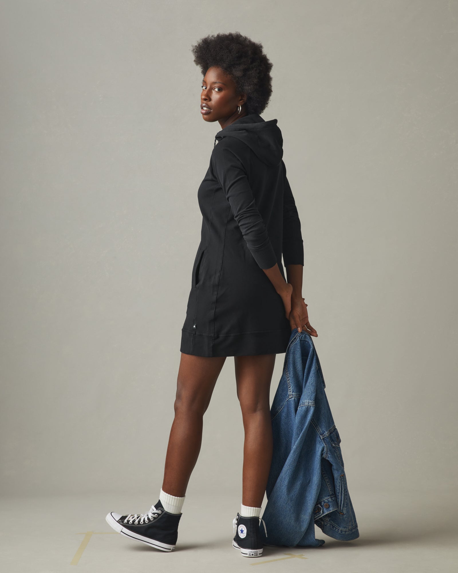 Women's Hoodie Dress - Black XS Women's Hoodie Dress - Black XS