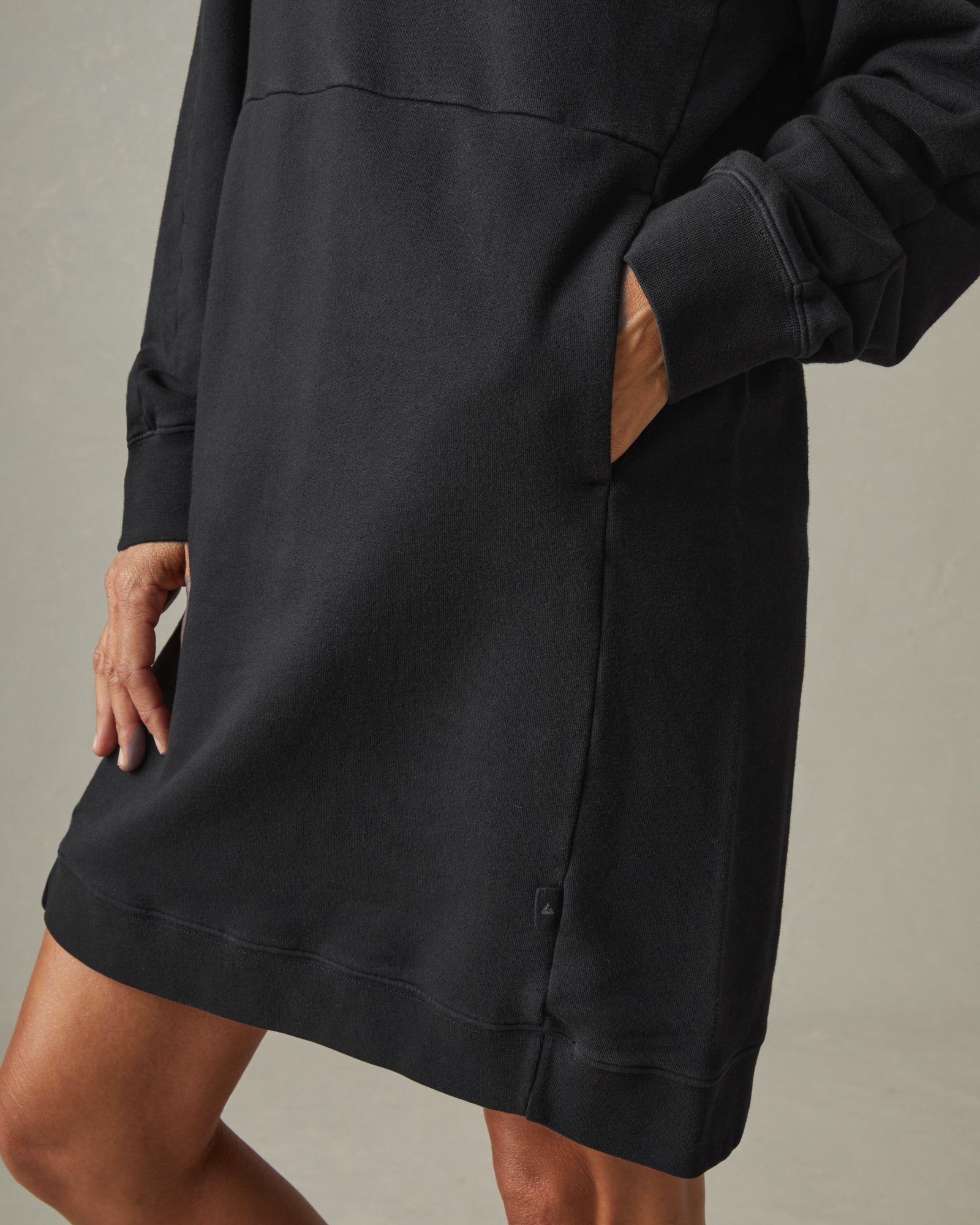rhinestone black mini dress Universal Standard Women's Bree Long Sleeve Hooded Sweatshirt Dress - Black main image 0